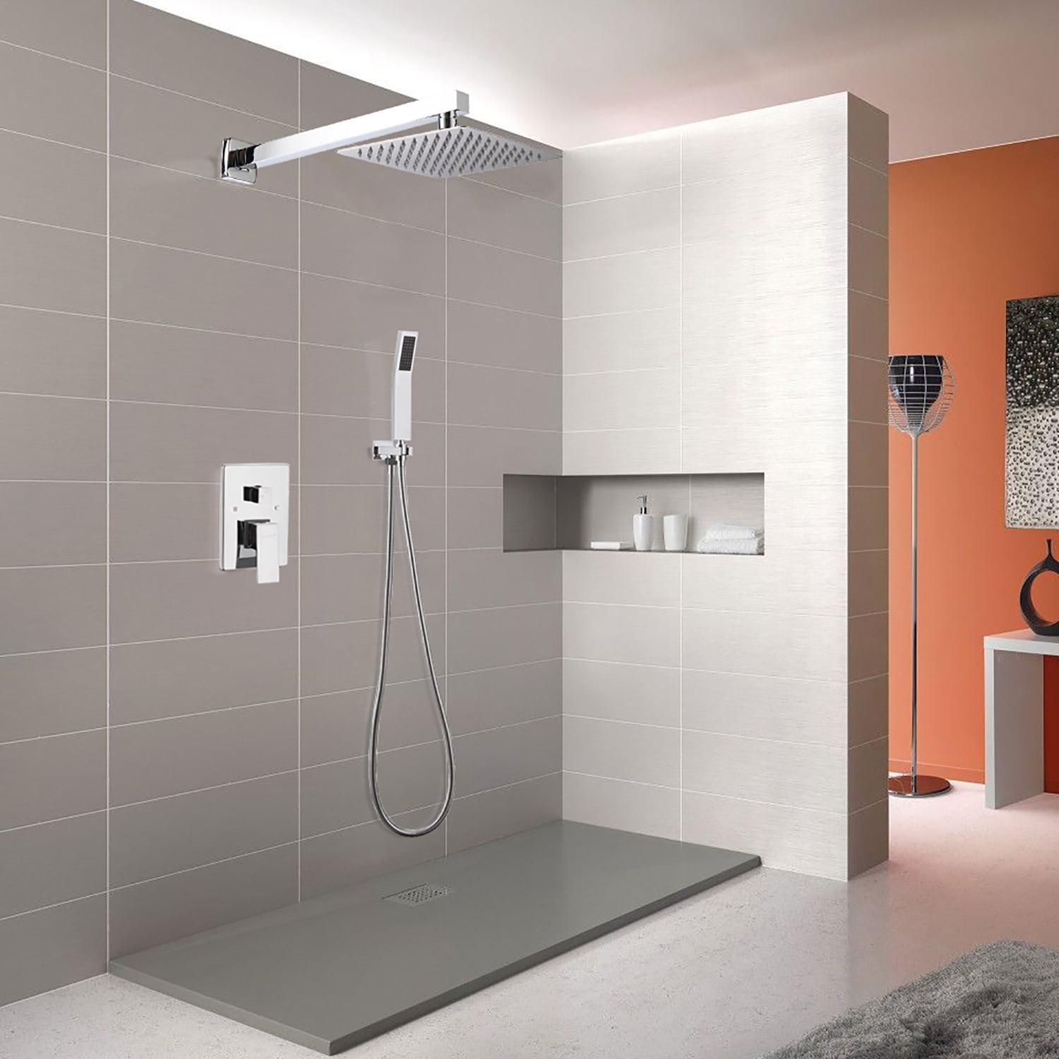 10 in. High Pressure Dual Shower Heads, Shower System in Polished Chrome-Boyel Living