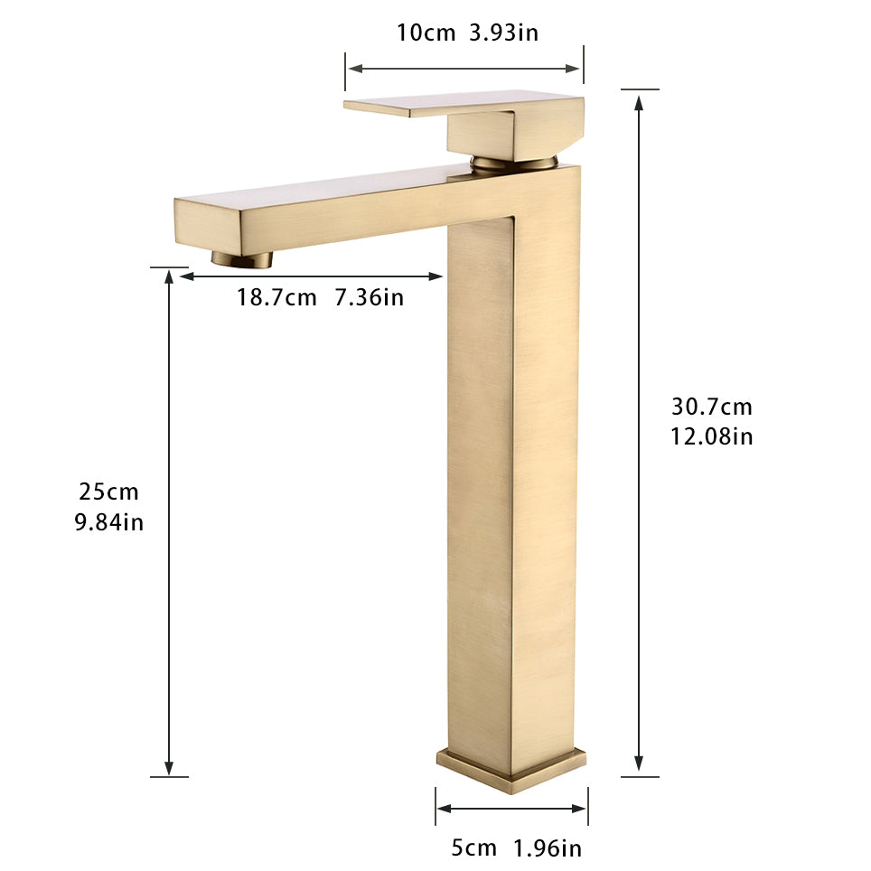 Single Handle Single Hole Bathroom Faucet with Water Supply Lines in Brushed Gold-Boyel Living