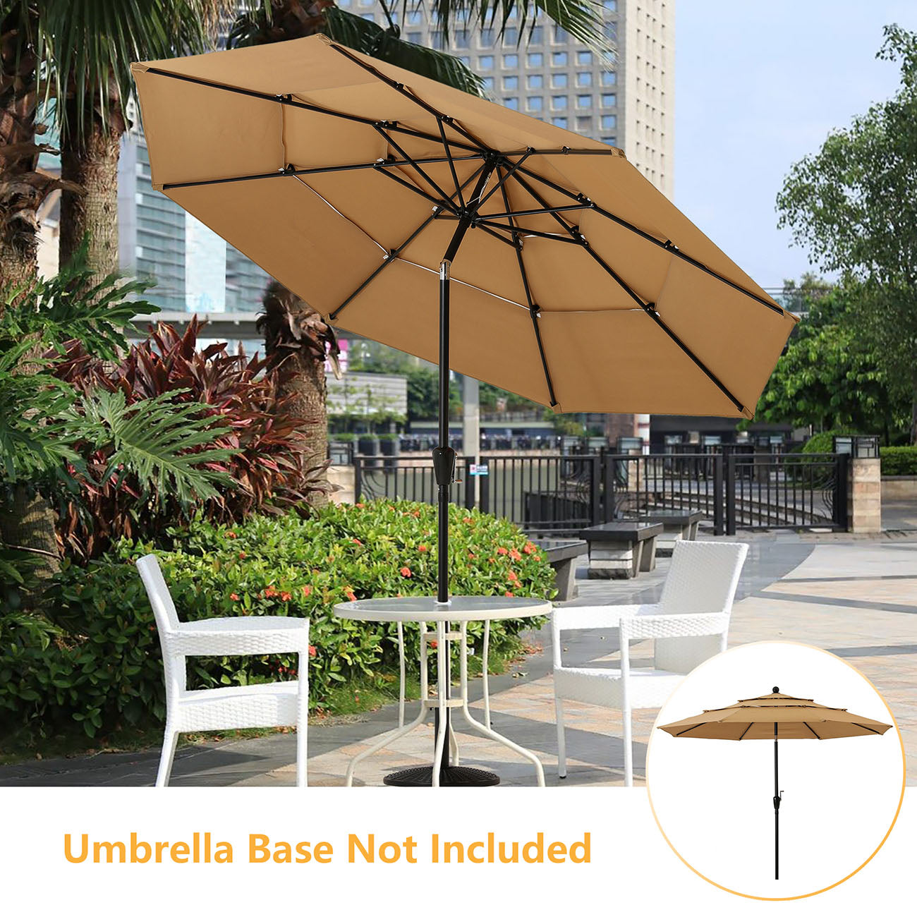 Boyel Living 10ft Patio Umbrella with Double Airvent (Beige)-Boyel Living