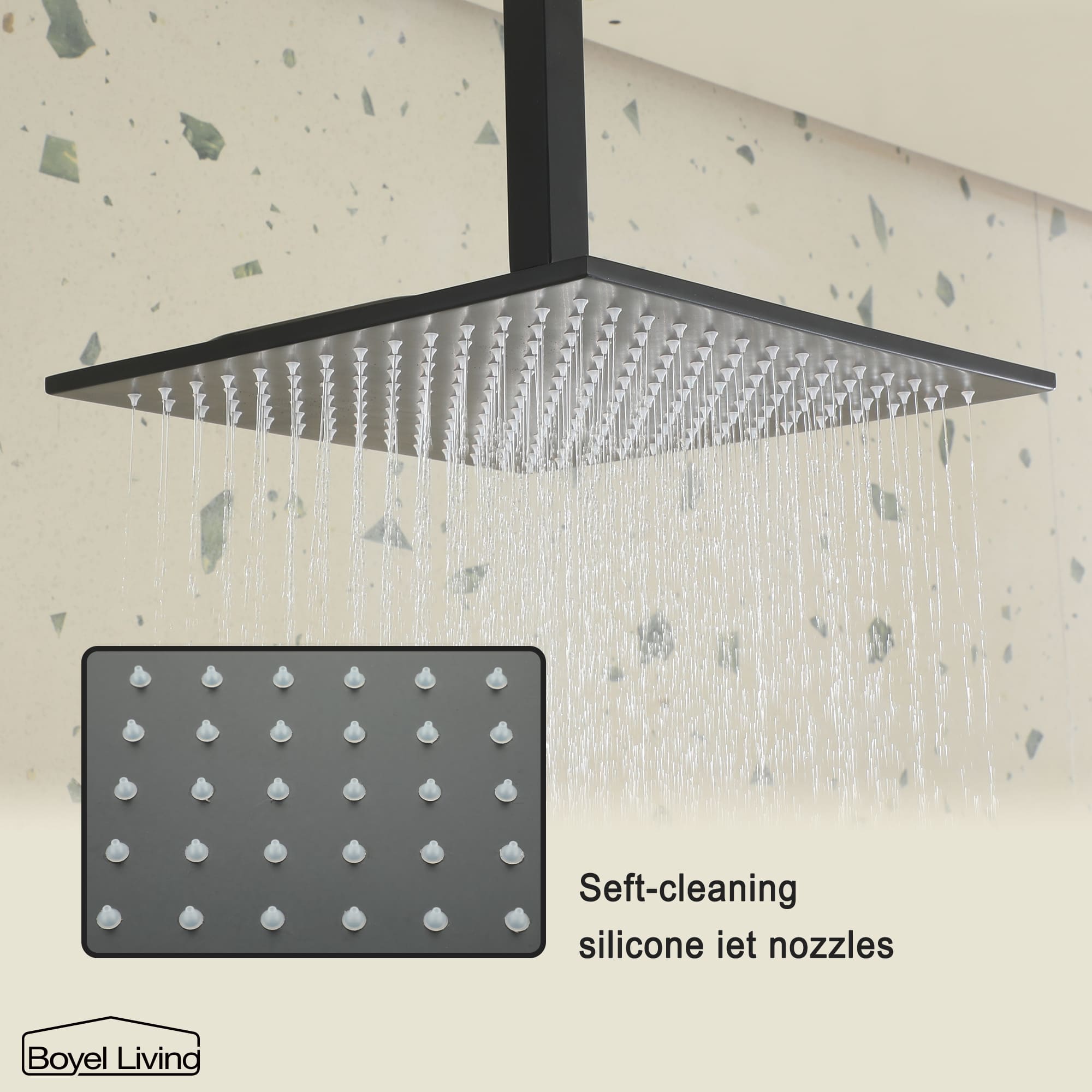 Boyel Living Luxury 6 Jets Thermostatic Shower System Combo Set with Ceiling Rainfall Shower Head and Handshower-Boyel Living