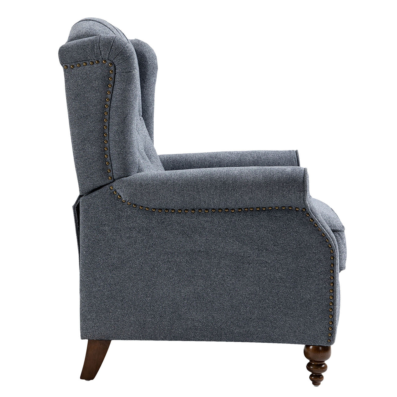 Boyel Living Push Back Reclining Chair Recliner with Wide Armrests and Rubber wooden legs, Blue/Gray-Boyel Living