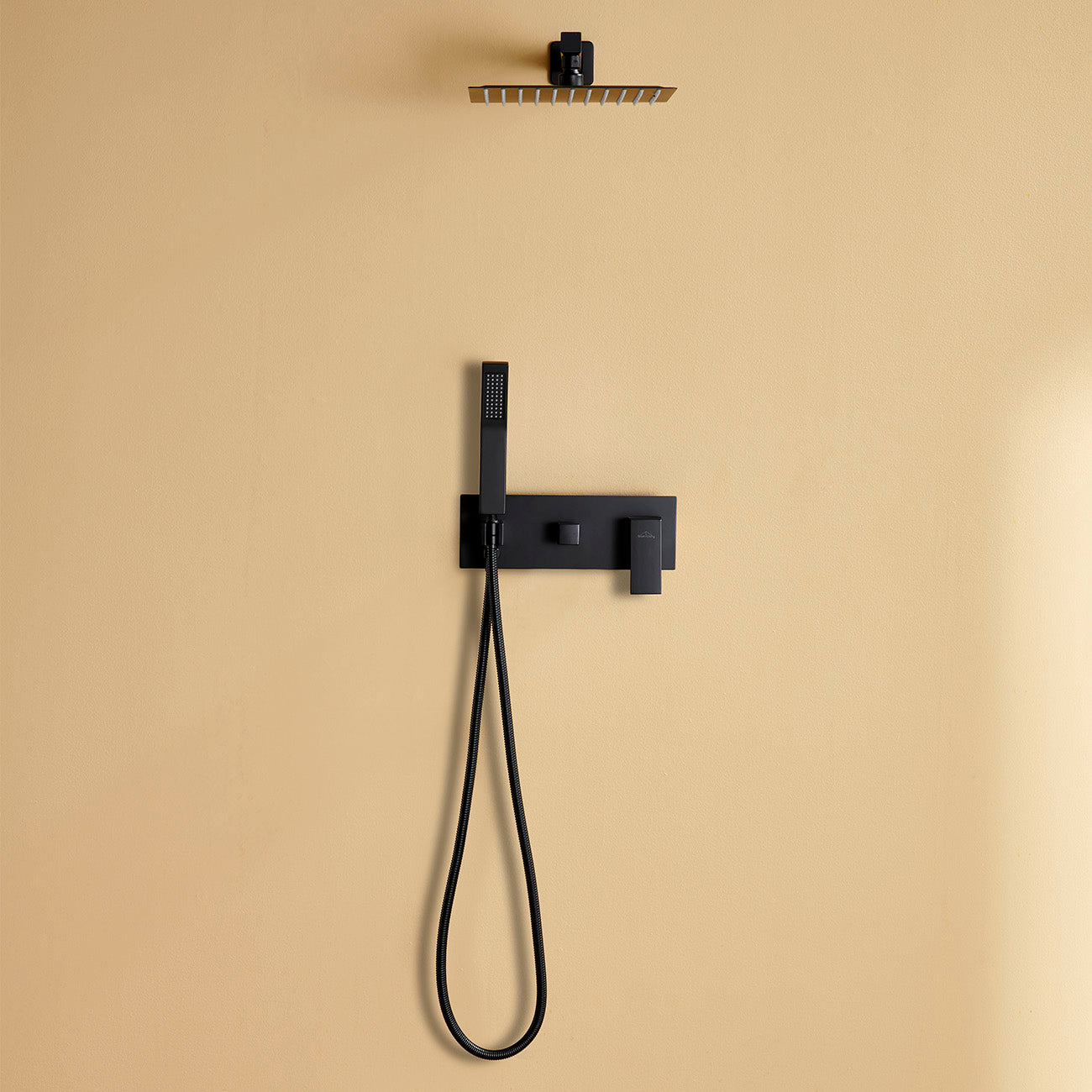 Matte Black 10 in. Square High Pressure Shower System with Handheld Shower Head-Boyel Living