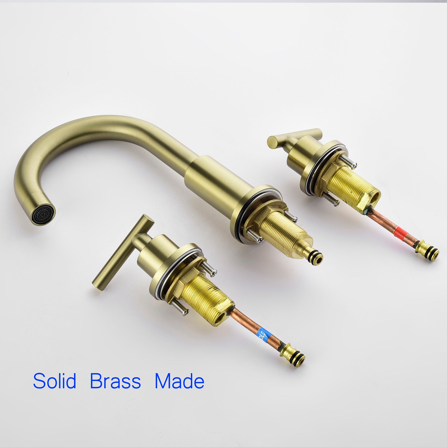 Boyel Living Widespread 2-Handle Bathroom Sink Faucet with Valve and Drain Assembly in Brushed Gold 8 In.-Boyel Living