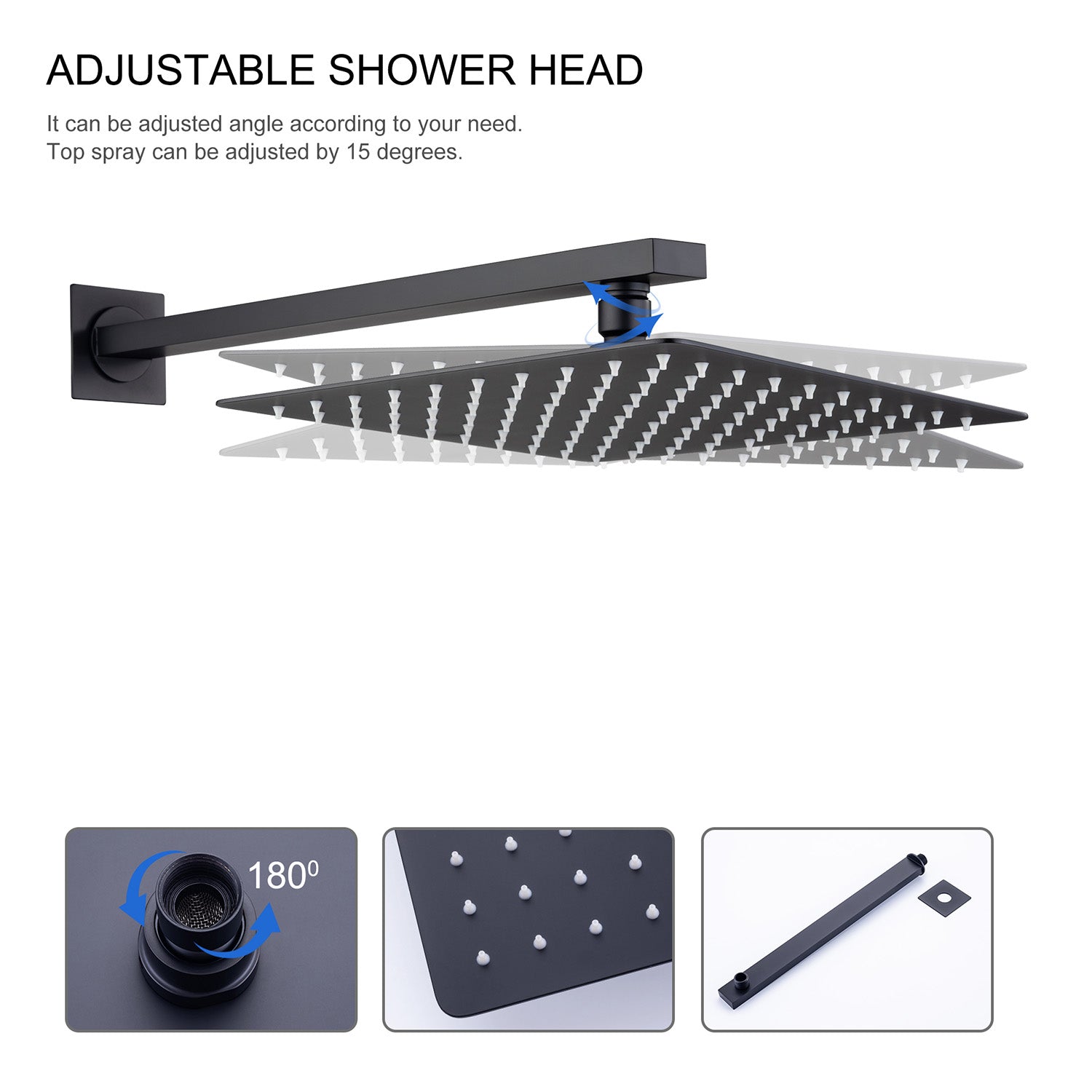 10 in. Complete Dual Shower Head System with Tub Spout and Rough-in Valve in Matte Black-Boyel Living