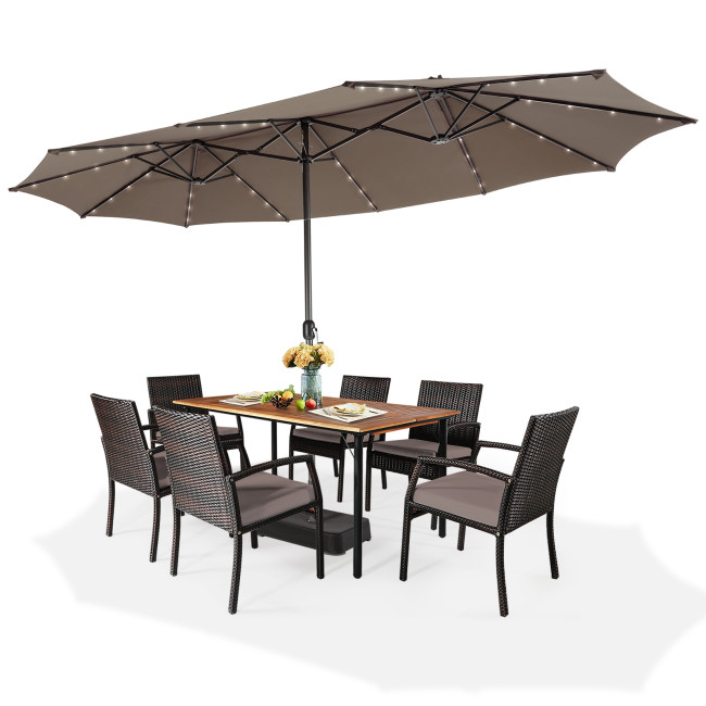 Boyel Living 15 Feet Double-Sided Patio Umbrella with 48 LED Lights