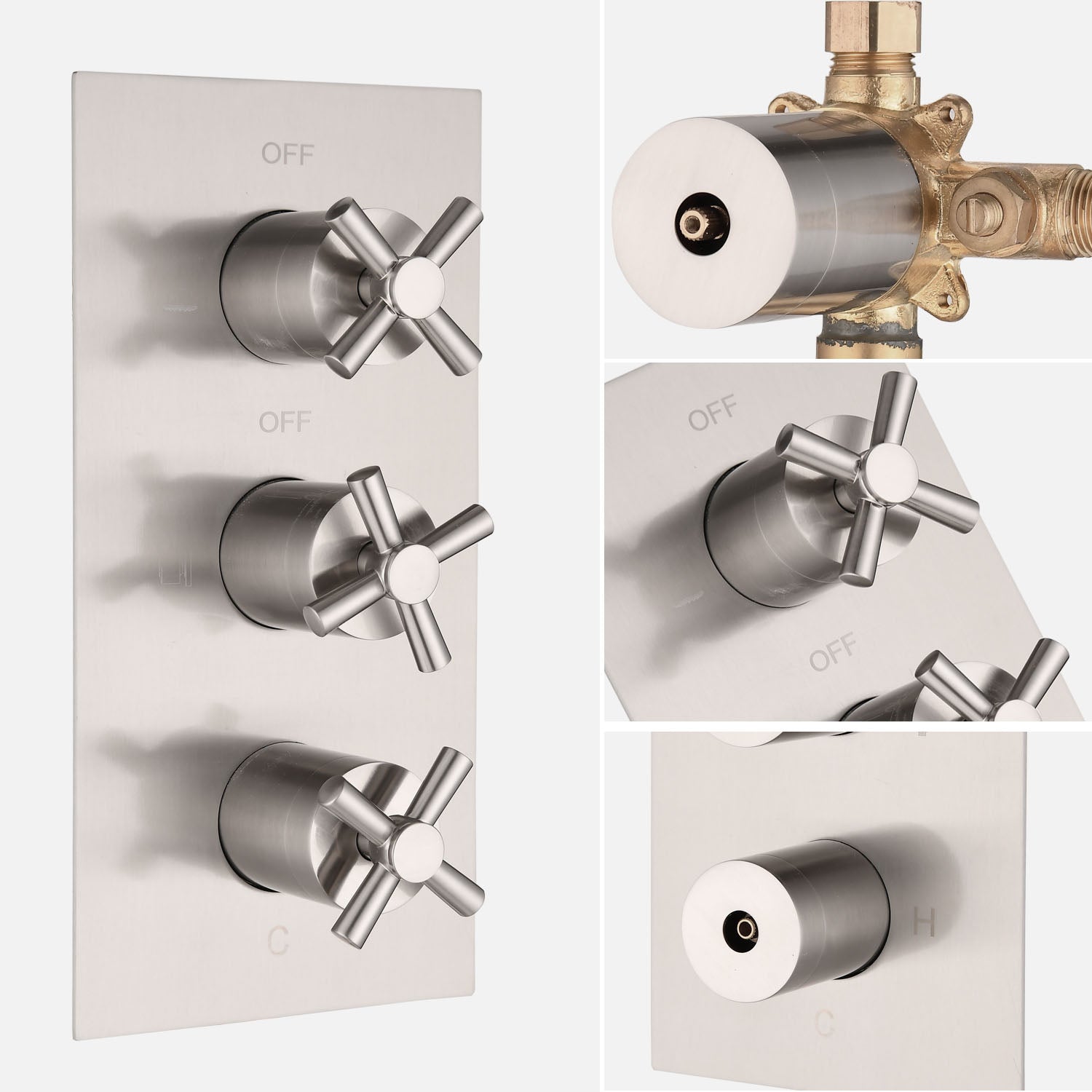 Boyel Living 1.8 GPM Wall Mount and Ceiling Mount Shower System with 4 Body Sprays in Brushed Nickel-Boyel Living