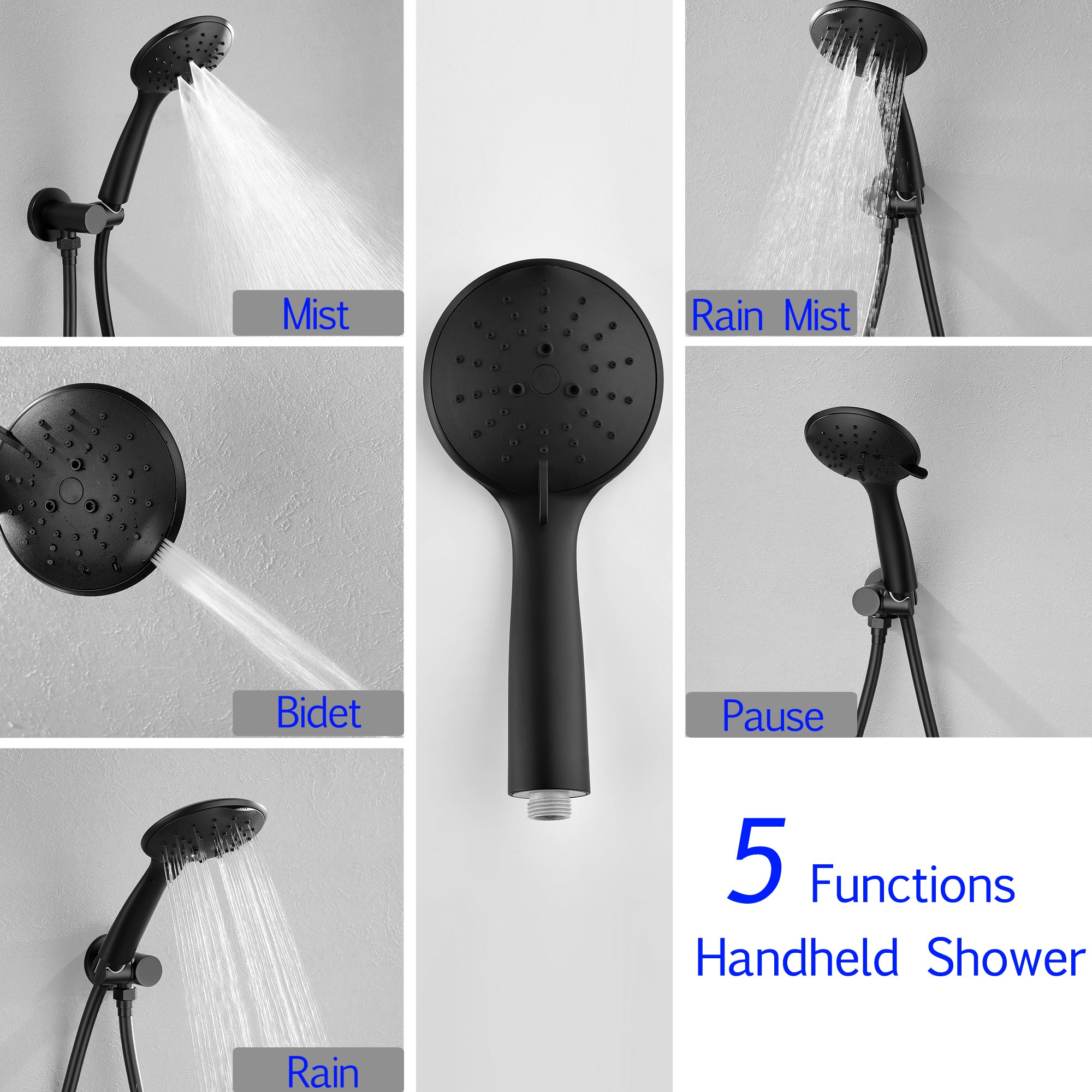 Boyel Living 5-Sprays Handheld Shower Head Wall Mount Shower System-Boyel Living