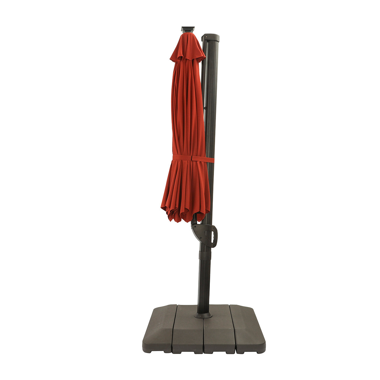 11Ft Solar Tube Light-Emitting Diode Patio Round Umbrella Outdoor Market Hanging Aluminum Umbrella with Crank and Base-Boyel Living