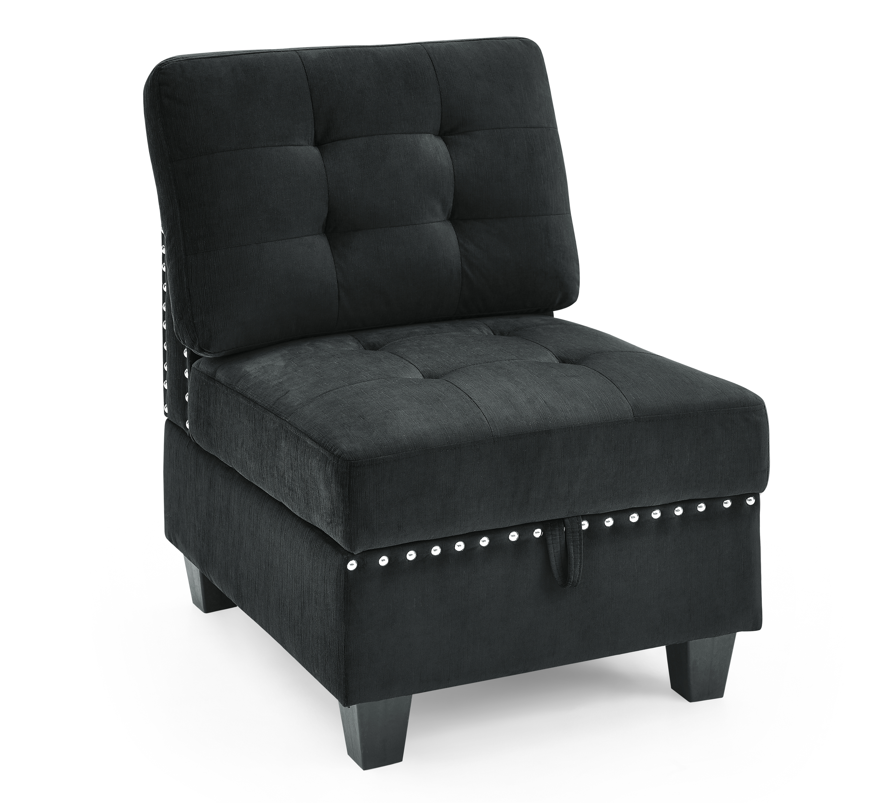 Single Chair  for Modular Sectional，Black Velvet （26.5&ldquo;x31.5&rdquo;x36&ldquo;）-Boyel Living