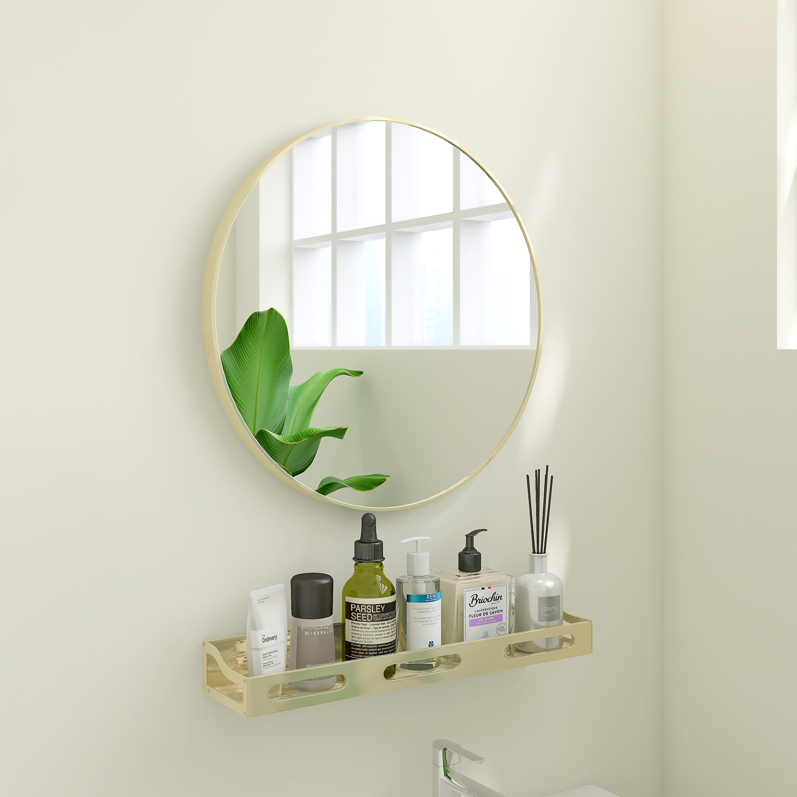 Matte Gold Wall Mirror 20&rdquo; Round Mirror Metal Framed Mirror Circle Wall-Mounted Mirror, Circular Mirror for Bathroom Wall Decor Living Room-Boyel Living