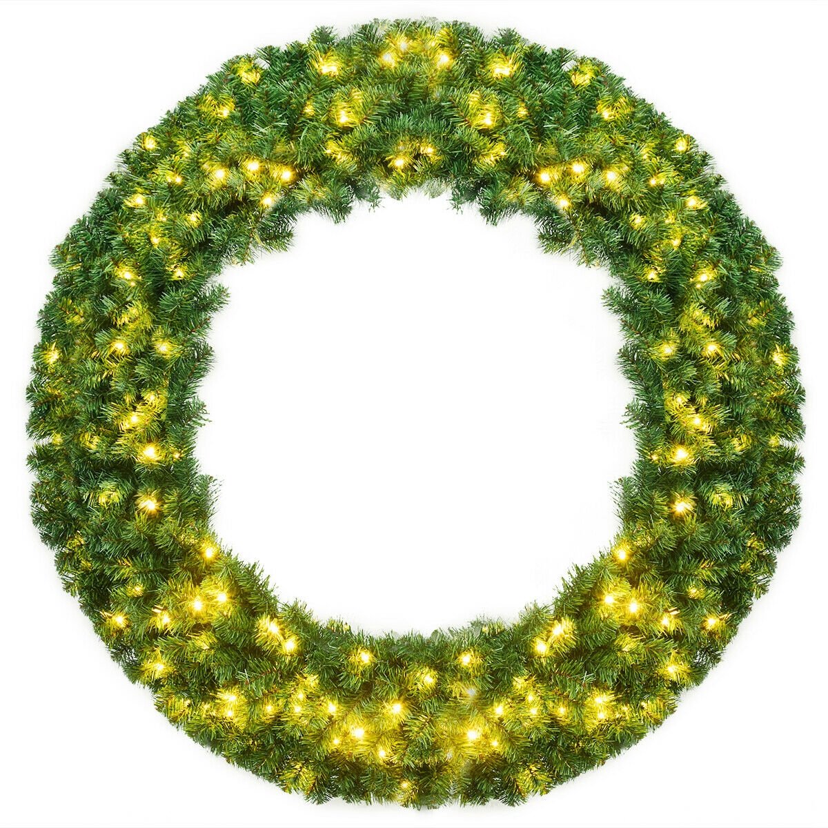 48 Inch Pre-lit Cordless Artificial Christmas Wreath-Boyel Living