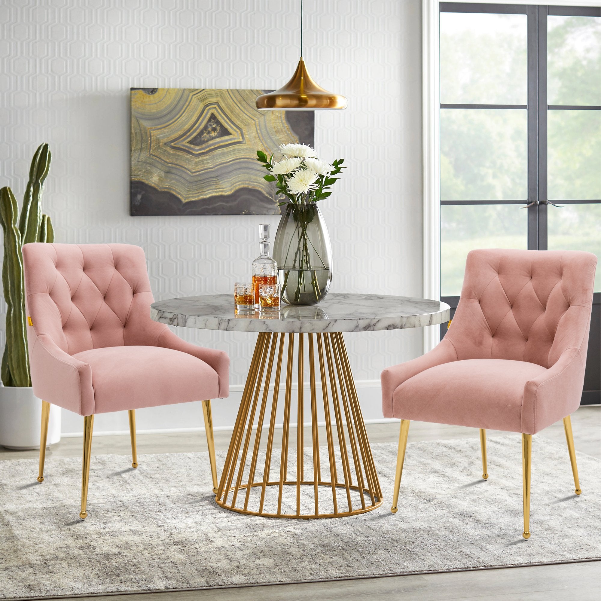 Boyel Living Tufted Velvet Upholstered Dining Chair, Velvet Side Chair, Accent Chair - Set of 2-Boyel Living