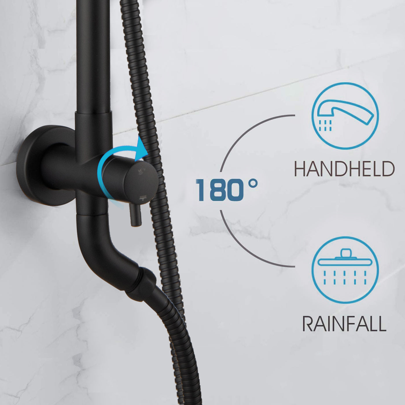 Boyel Living 3-Spray Patterns with 2.5 GPM 10 in. Wall Mount Dual Shower Heads in Matte Black-Boyel Living