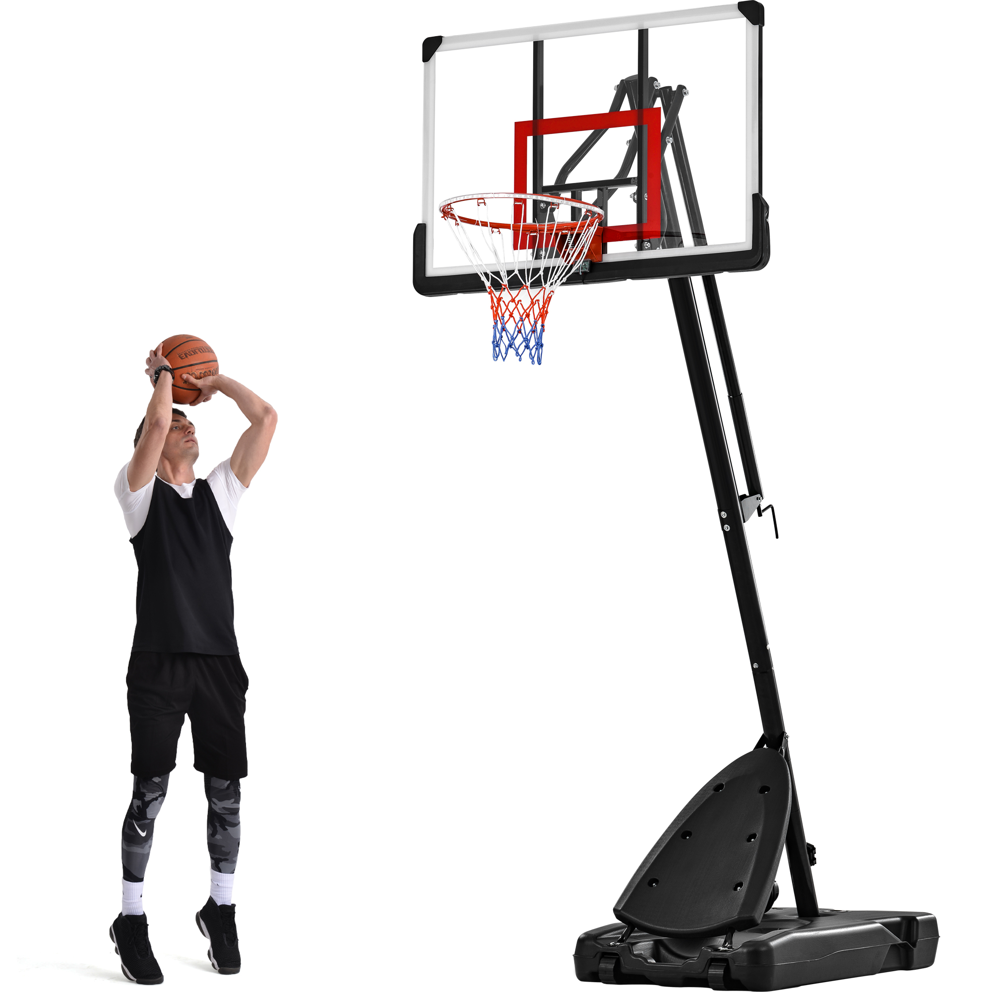 Basketball Hoop Basketball System 7.5ft-10ft Height Adjustable  Basketball System for Indoor Outdoor Use LED Basketball Hoop Lights, Colorful lights, Waterproof,Super Bright to Play at Night Outdoors-Boyel Living