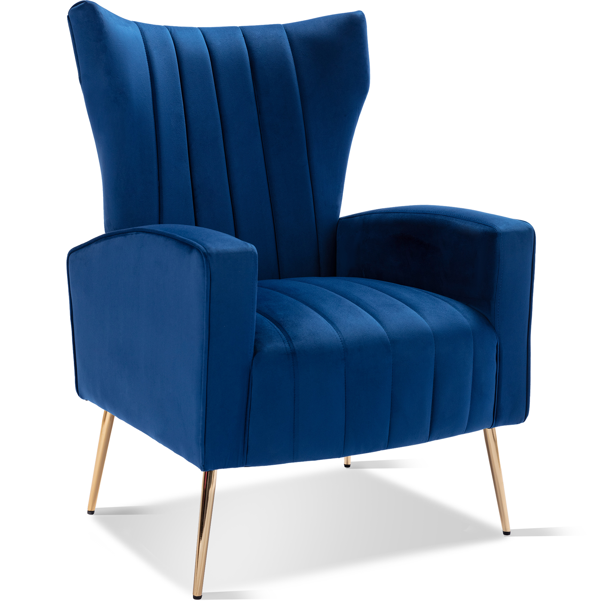 Velvet Accent Chair,  Wingback Arm Chair with Gold Legs, Upholstered Single Sofa for Living Room Bedroom-Boyel Living