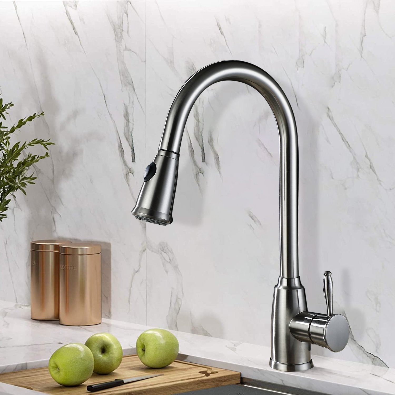 Single Handle High Arc Pull out Kitchen Faucet-Boyel Living
