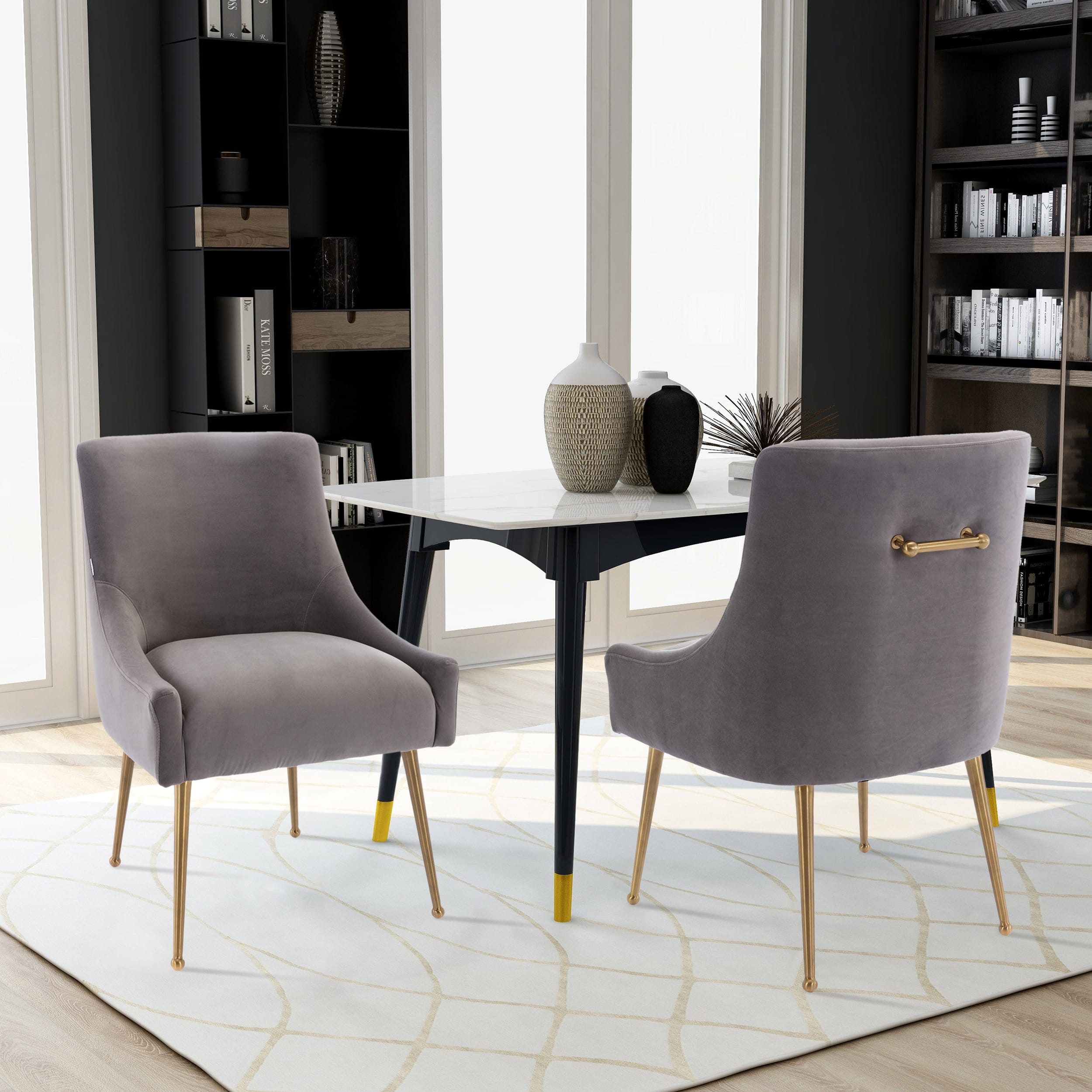 Velvet Dining Chair, Accent Side Chair With Adjustable Foot Nails, Set of 2-Boyel Living