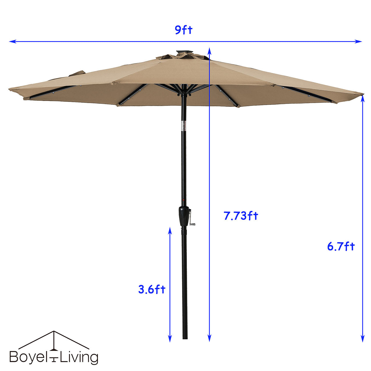 Boyel Living 9-ft Patio Umbrella with LED Lights (Sand)-Boyel Living