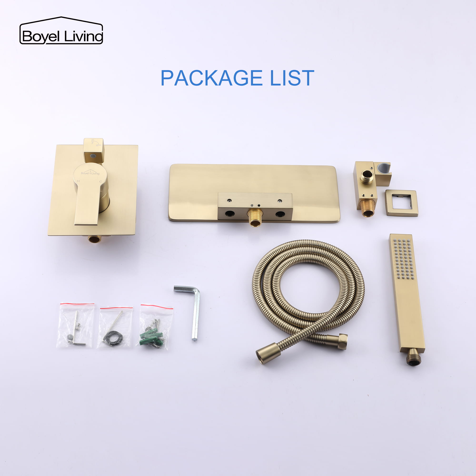 Single-Handle Wall Mounted Roman Large Waterfall Tub Faucet with Hand Shower-Boyel Living