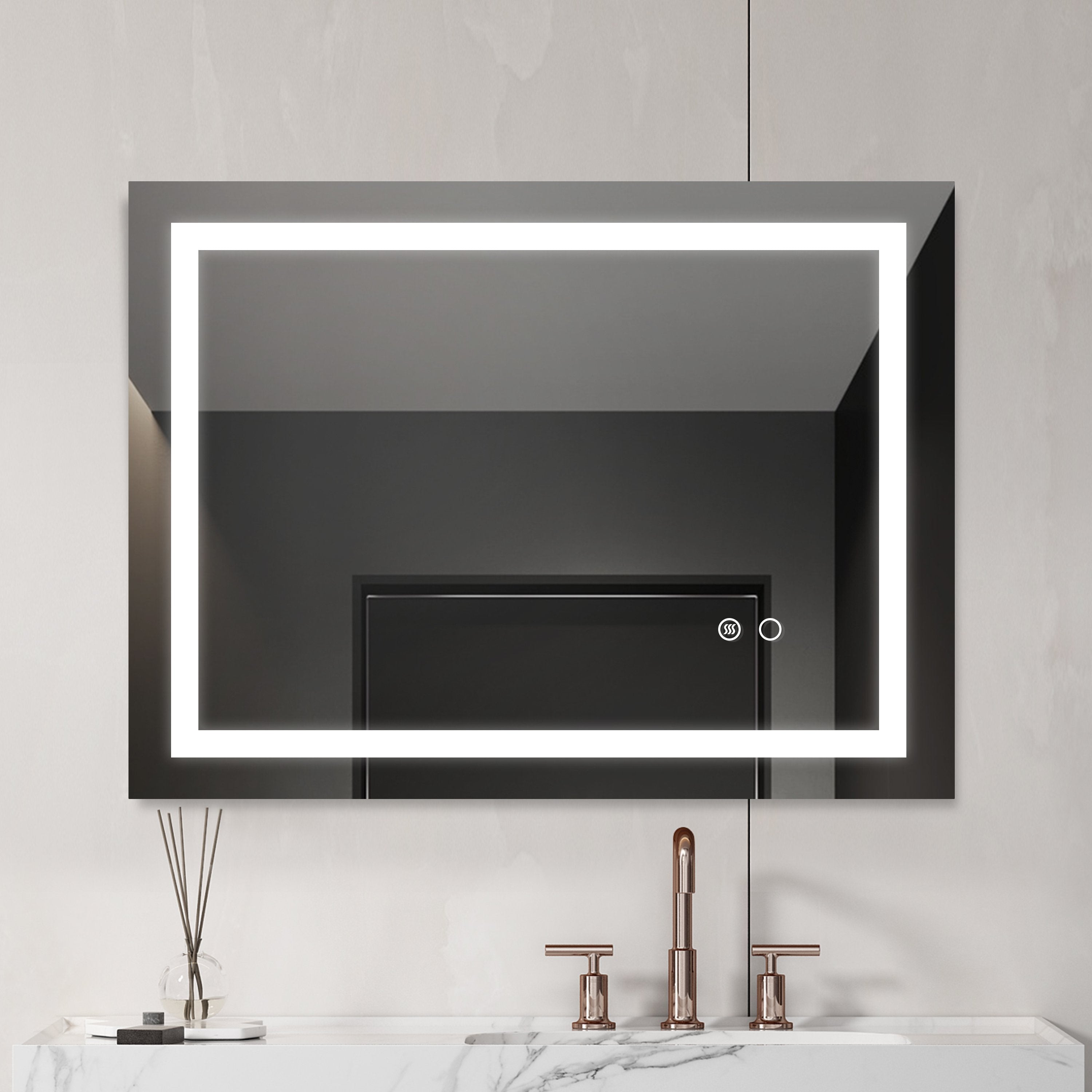 32*24 inch LED Lighted Bathroom Wall Mounted Mirror with High Lumen+Anti-Fog Separately Control+Dimmer Function-Boyel Living