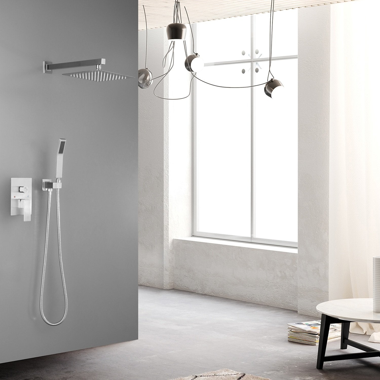 10 inch Shower Head Bathroom Luxury Rain Mixer Shower Complete Combo Set Wall Mounted-Boyel Living