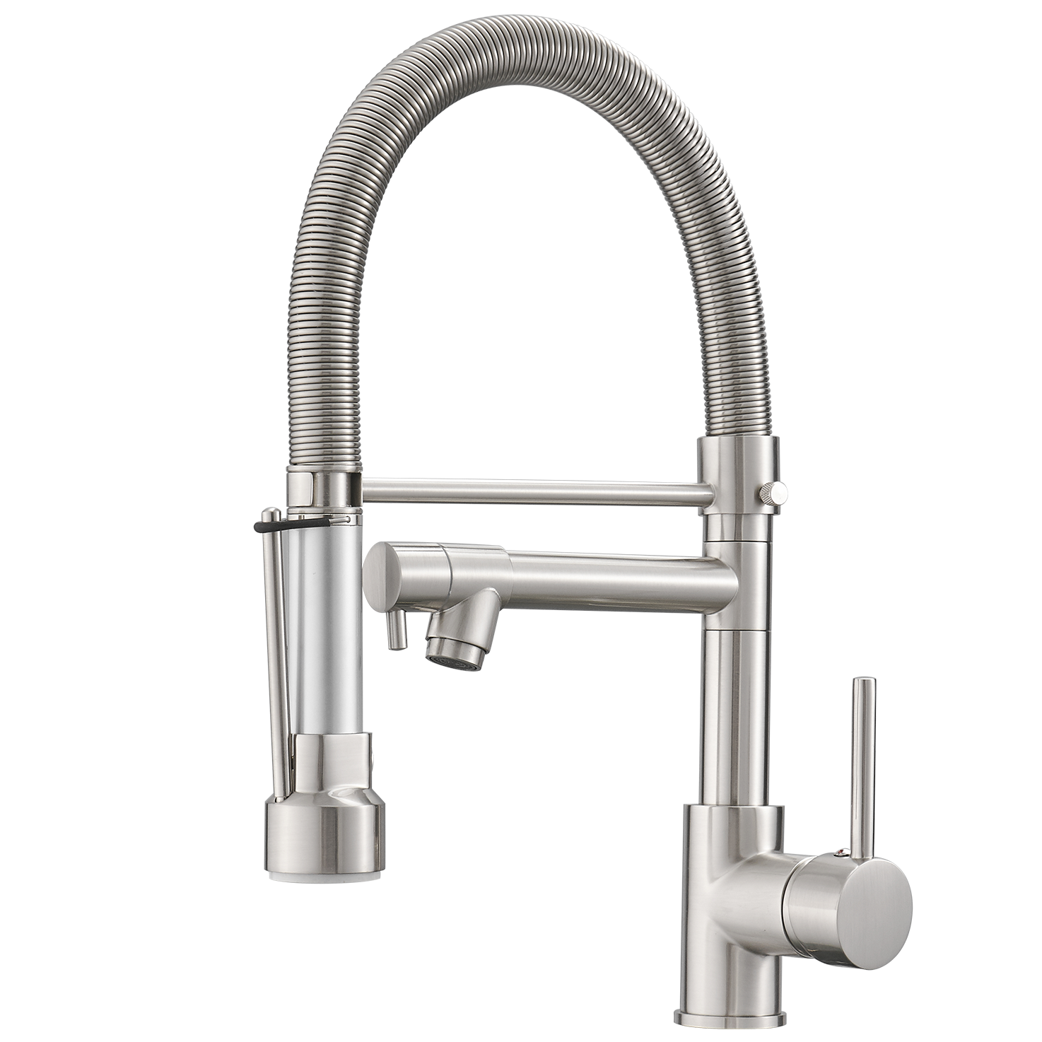 Single-Handle No Sensor Pull-Down Sprayer Kitchen Faucet with Pot Filler in Brushed Nickel-Boyel Living