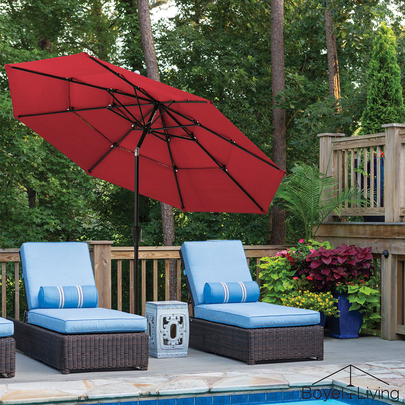 Boyel Living 10ft Patio Umbrella with Double Airvent (Burgundy)-Boyel Living