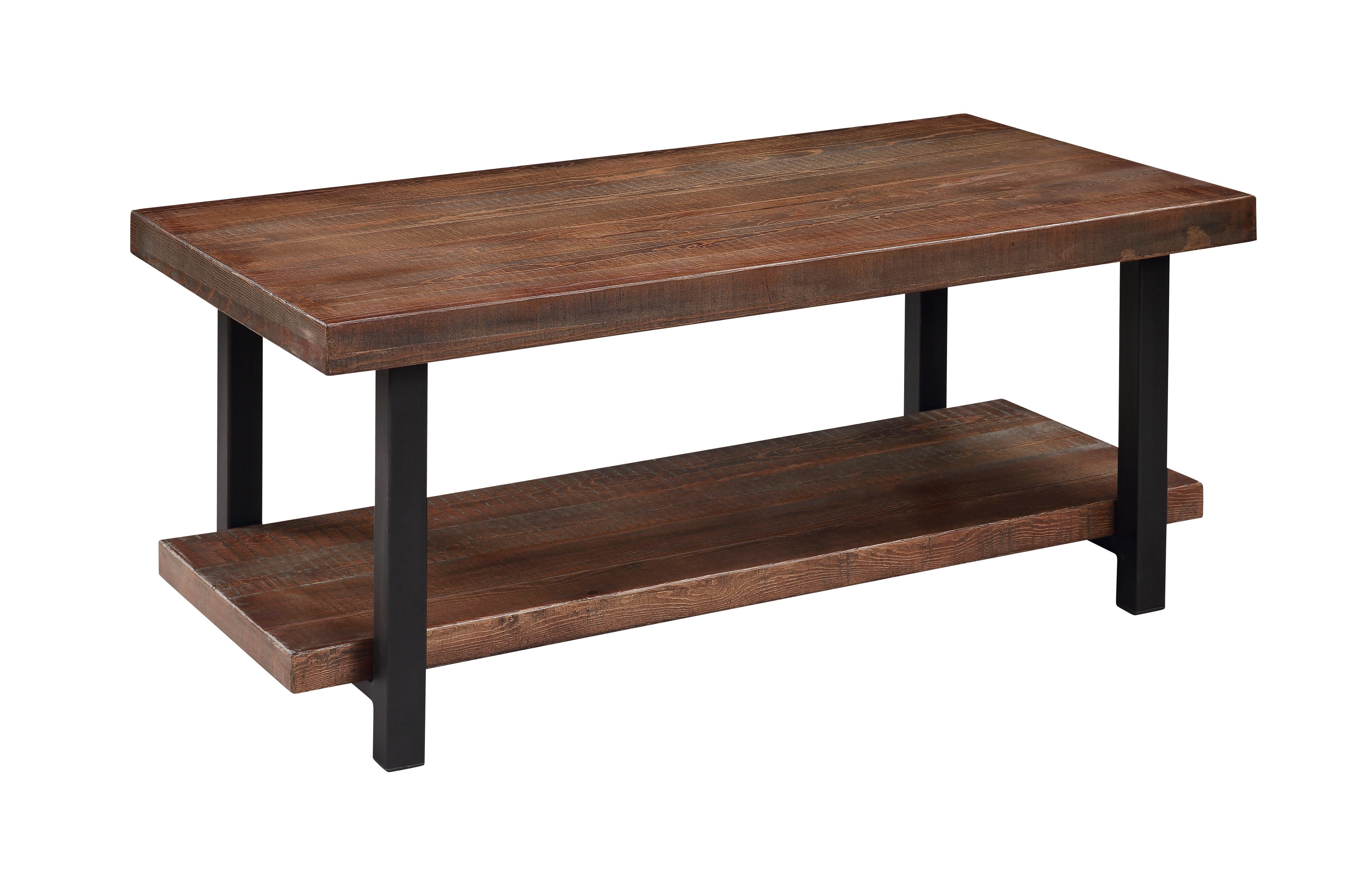 Idustrial Coffee Table Solid Wood + MDF and Iron Frame with Open Shelf-Boyel Living