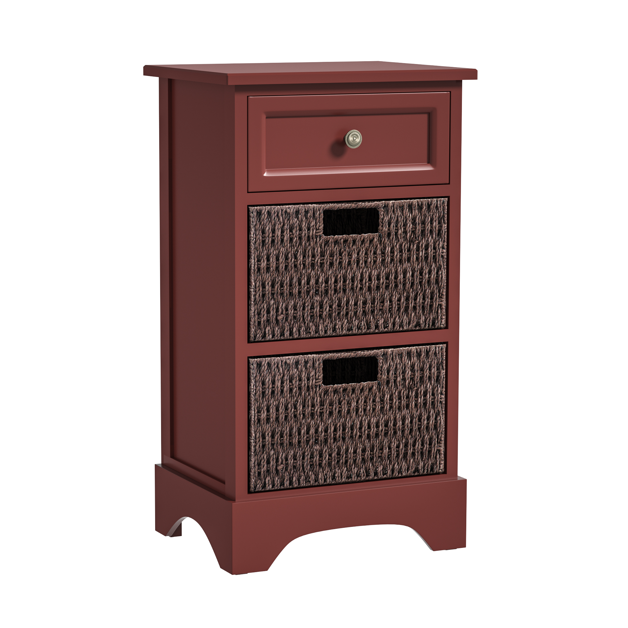 End Table, Accent Cabinet, with 1 Drawers and 2 Baskets, for Kitchen/Dining/Entrance/Bedroom (red)-Boyel Living
