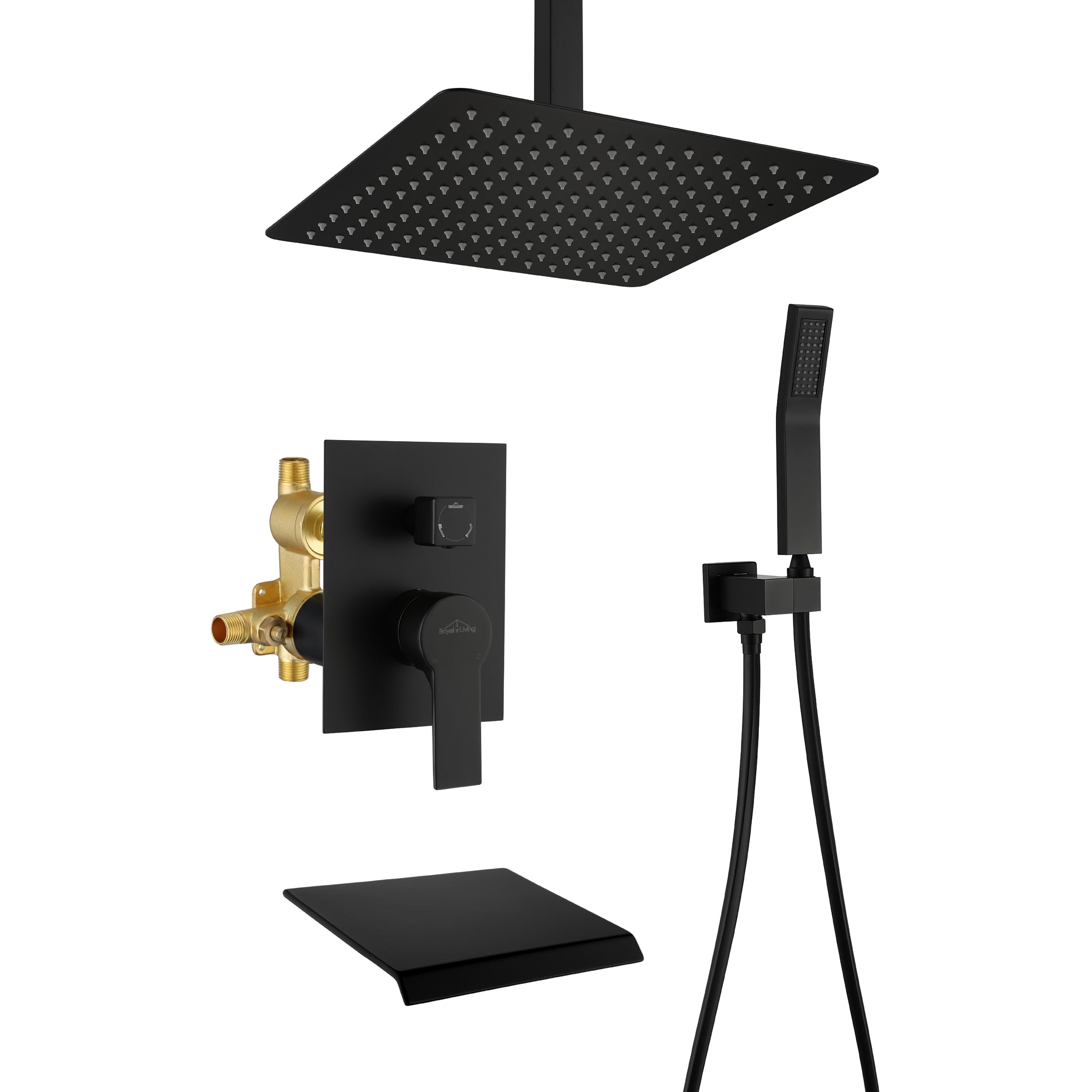 Boyel Living Ceiling Mount 12 in. Dual Shower Heads System with Large Tub Spout-Boyel Living