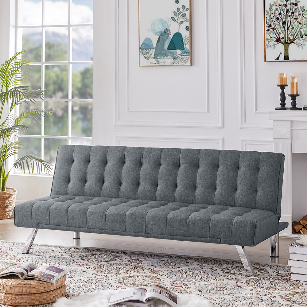 Futon Sofa Bed, Upholstered Convertible Folding Sleeper Recliner for Living Room-Boyel Living