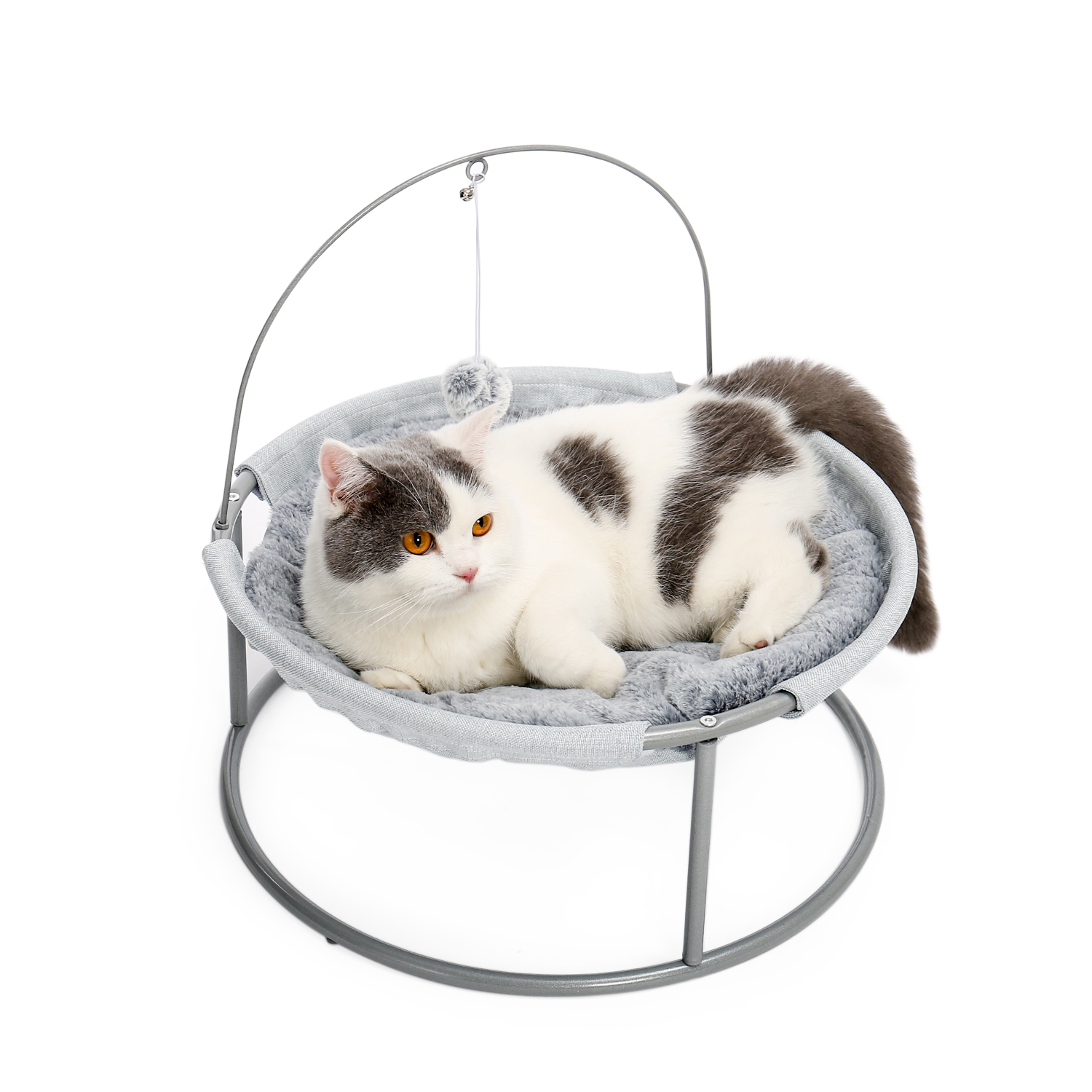 Cat Bed Soft Plush Cat Hammock with Dangling Ball for Cats, Small Dogs Gray-Boyel Living