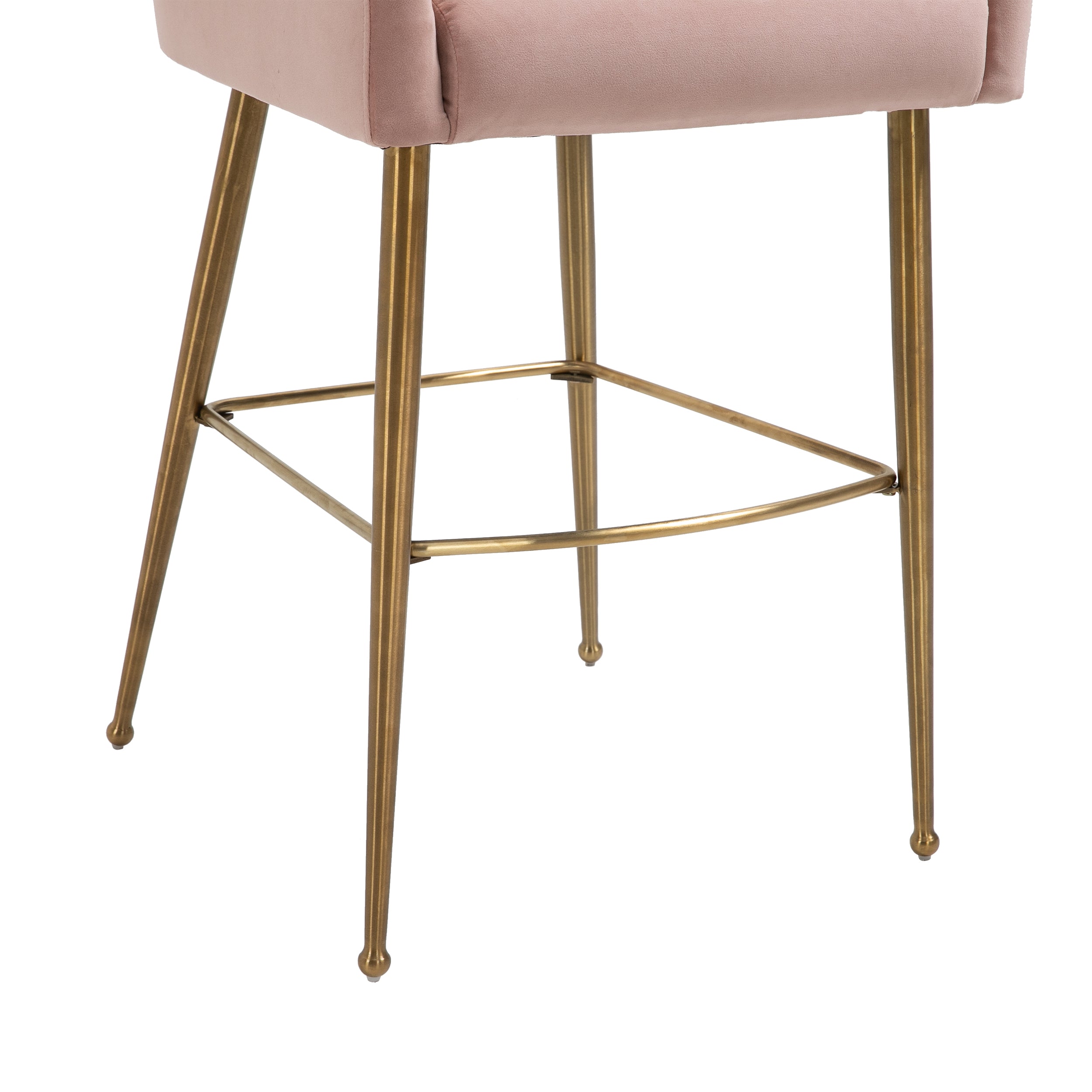 Counter & Bar Stool with Back, Golden Brushed Legs (Set of 2)-Boyel Living