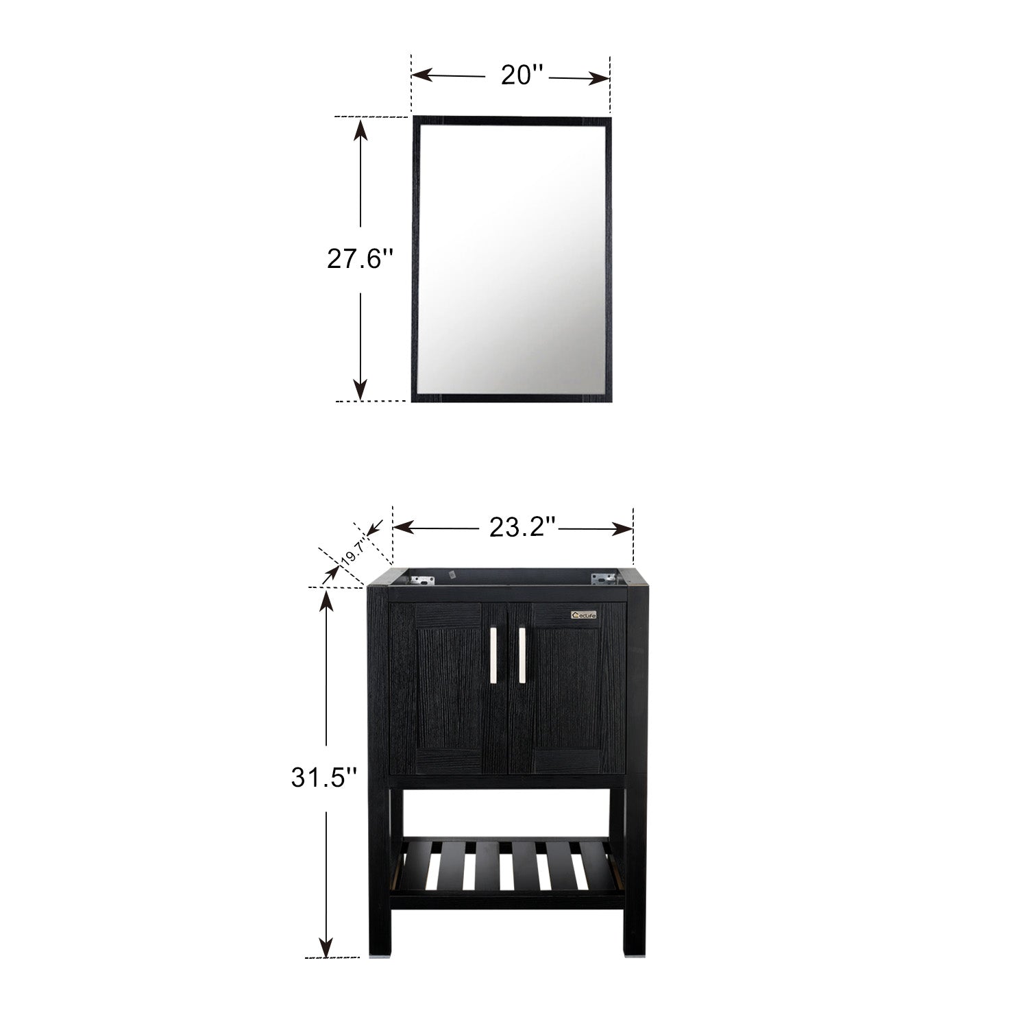 Bathroom Vanity in Modern and stylish design with two drawers- Black& White-Boyel Living