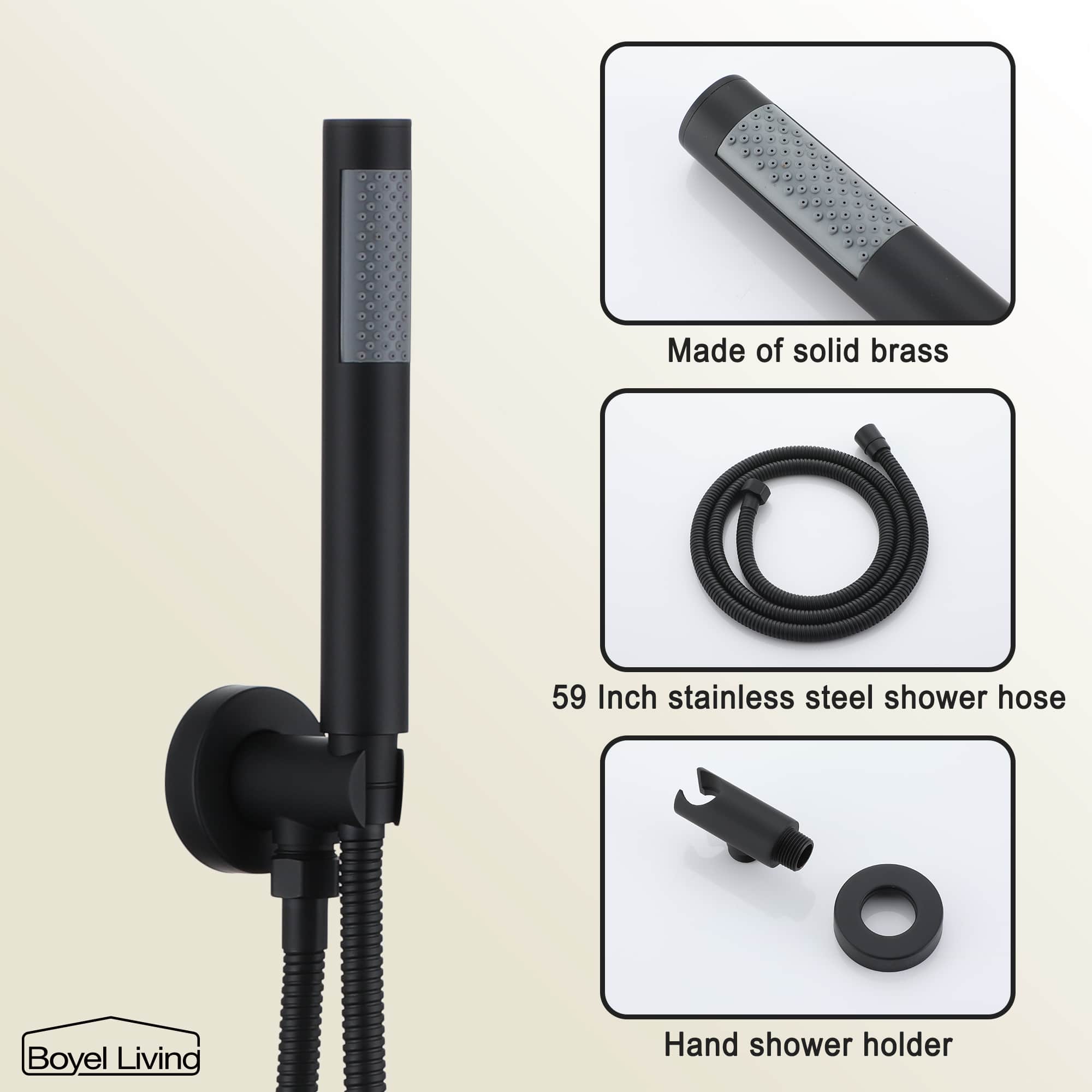 Boyel Living Antique Brass Shower System Handheld Shower Head with Shower Hose-Boyel Living