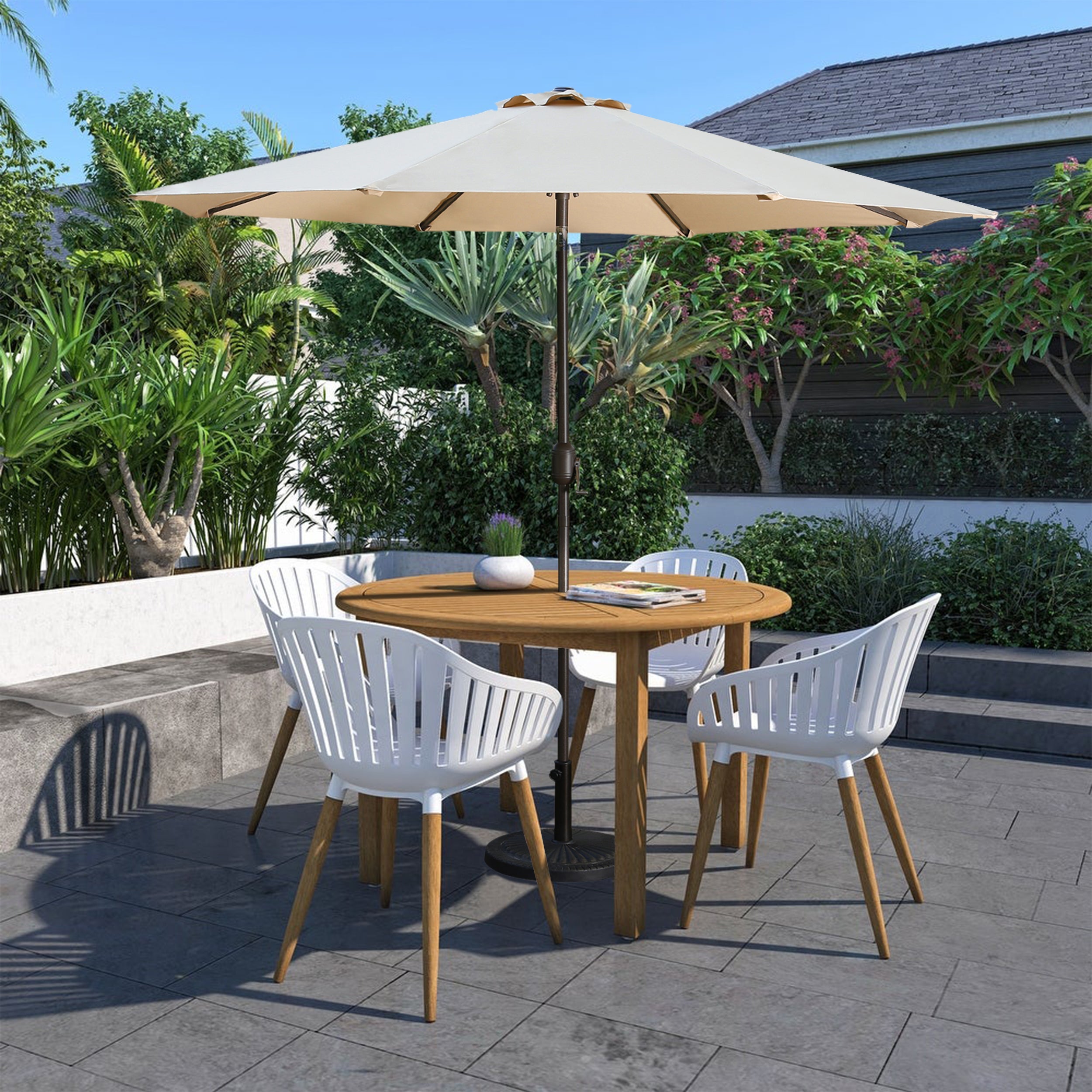9ft Patio Umbrella Outdoor Umbrella Patio Market Umbrella with Push Button Tilt and Crank-Boyel Living