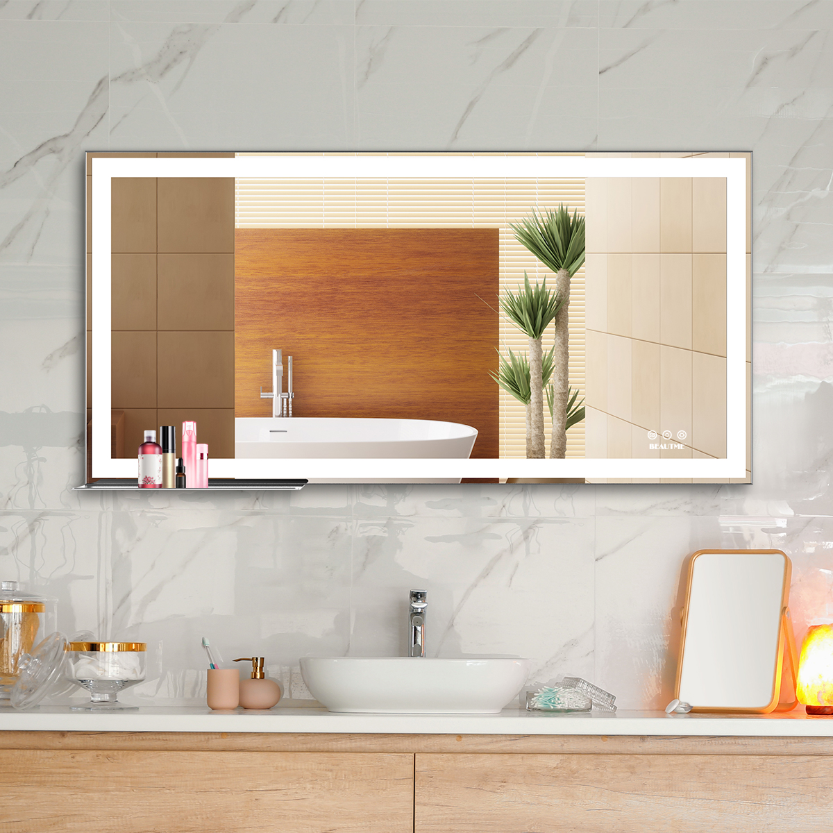 LED Bathroom Vanity Mirror Wall Mounted Adjustable White/Warm/Natural Lights Anti-Fog Touch Switch with Memory Modern Smart Large Bathroom Mirrors-Boyel Living