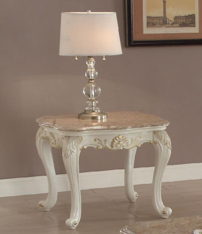 ACME Chantelle End Table in Marble  Pearl White-Boyel Living
