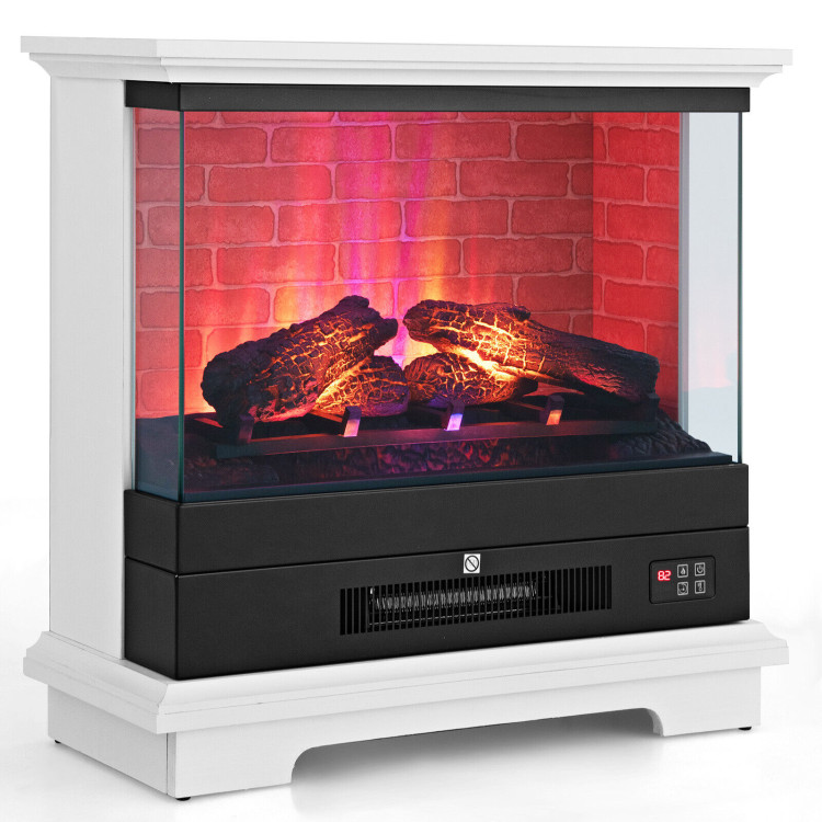 27 Inch Freestanding Electric Fireplace with 3-Level Vivid Flame Thermostat-Boyel Living