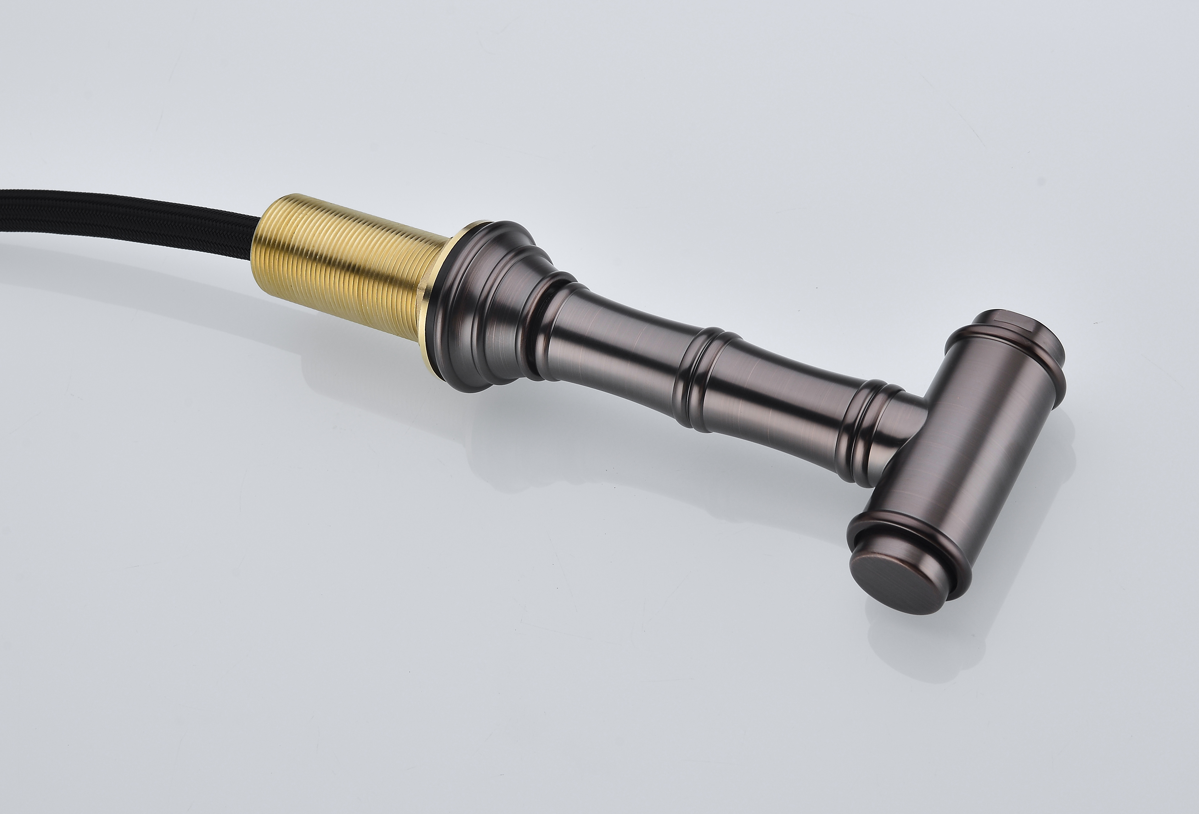  Double Handle Bridge Kitchen Faucet with Brass Side Sprayer in Bronze, 4-Holes Kitchen Faucet