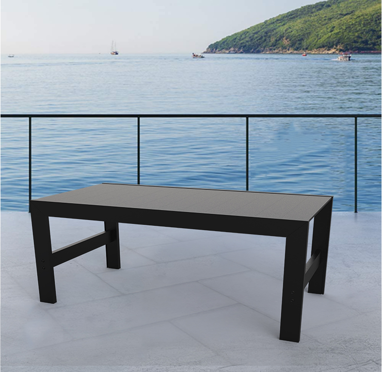 Aluminum Outdoor Patio Coffee Table in Black for Garden, Open-air balcony, Poolside-Boyel Living