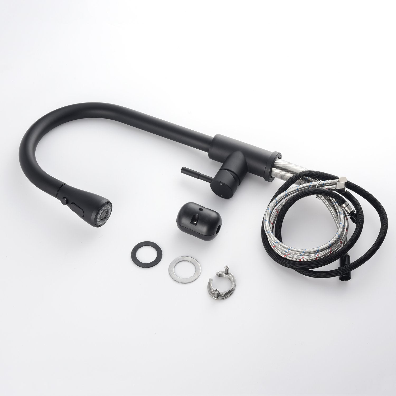 Kitchen Faucet with Pull Out Sprayer in Matte Black-Boyel Living