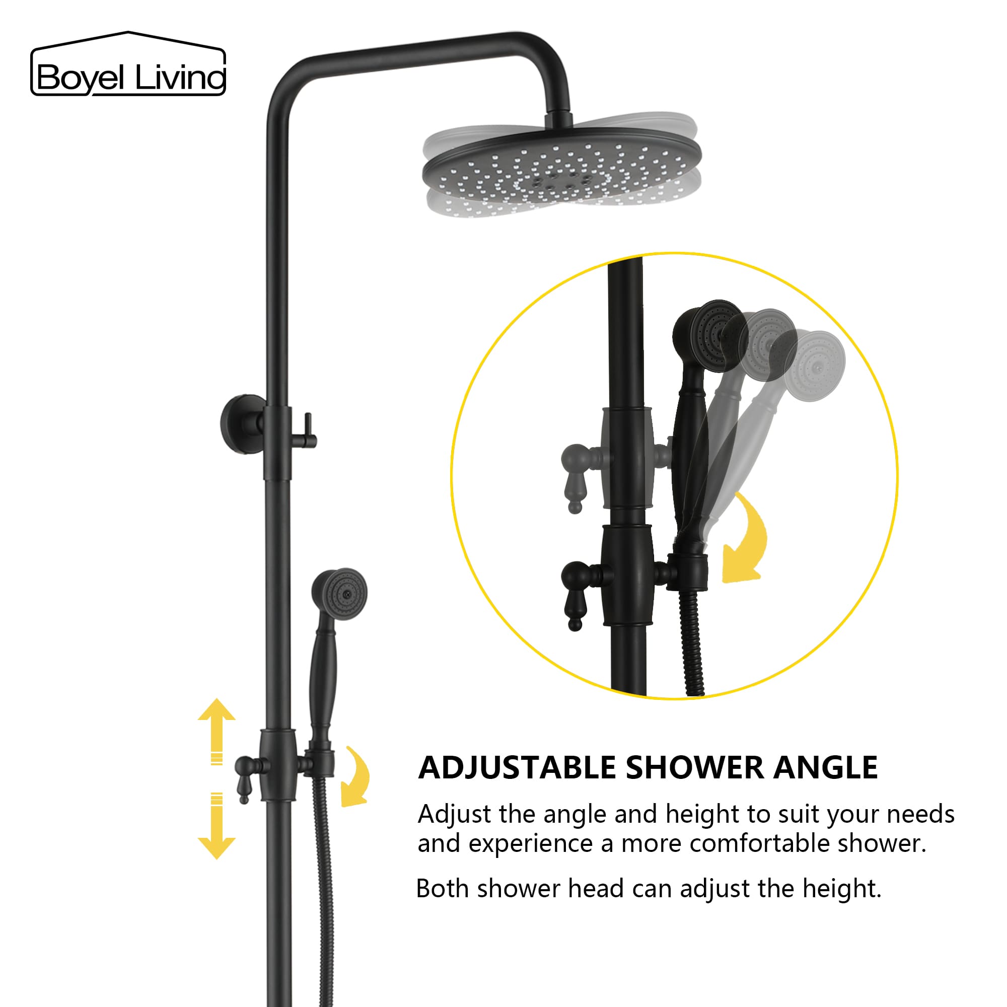 Boyel Living Complete Shower System Dual Shower Heads Adjustable Shower Angle-Boyel Living