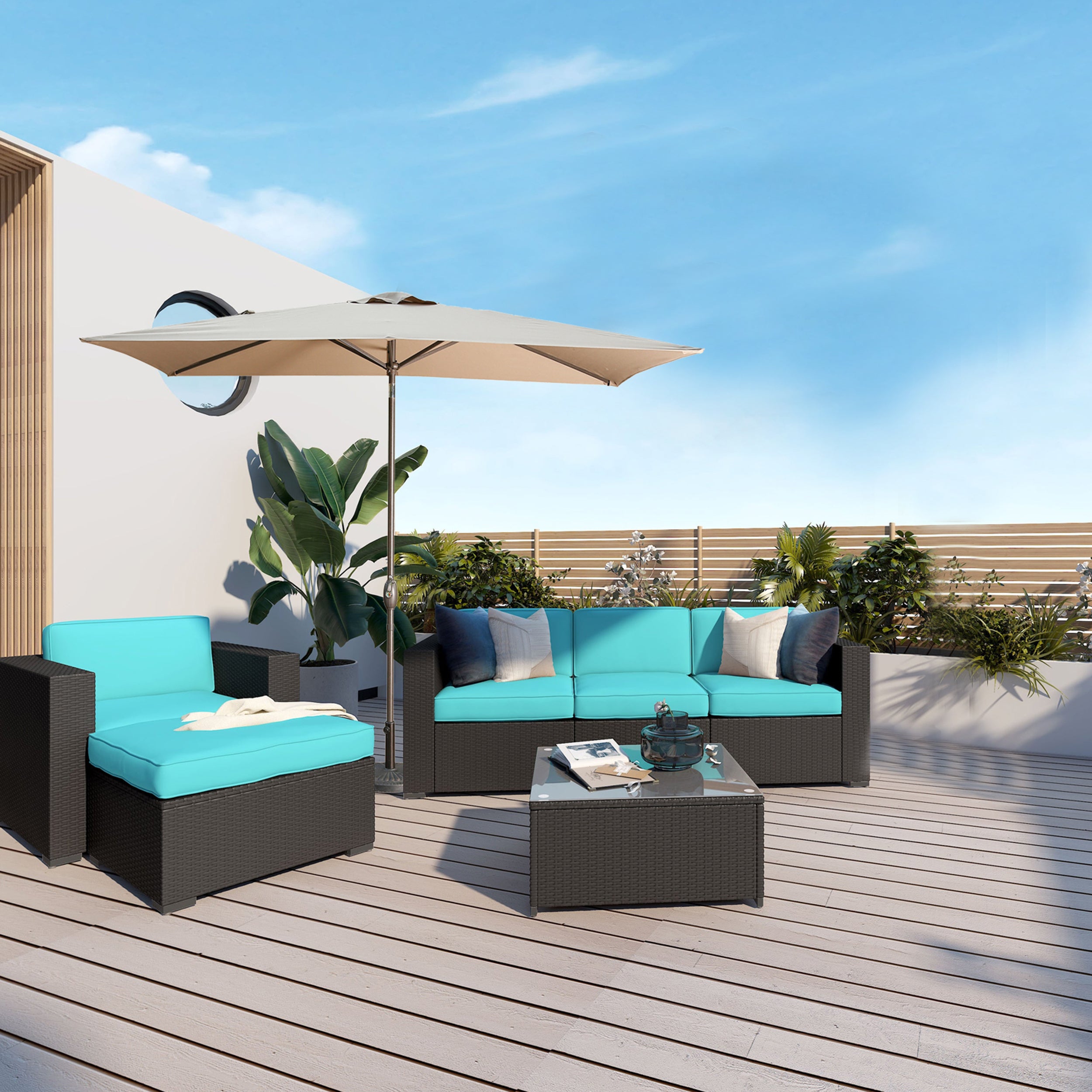 10' x 6'5 Rectangular Lighted Market Umbrella-Boyel Living