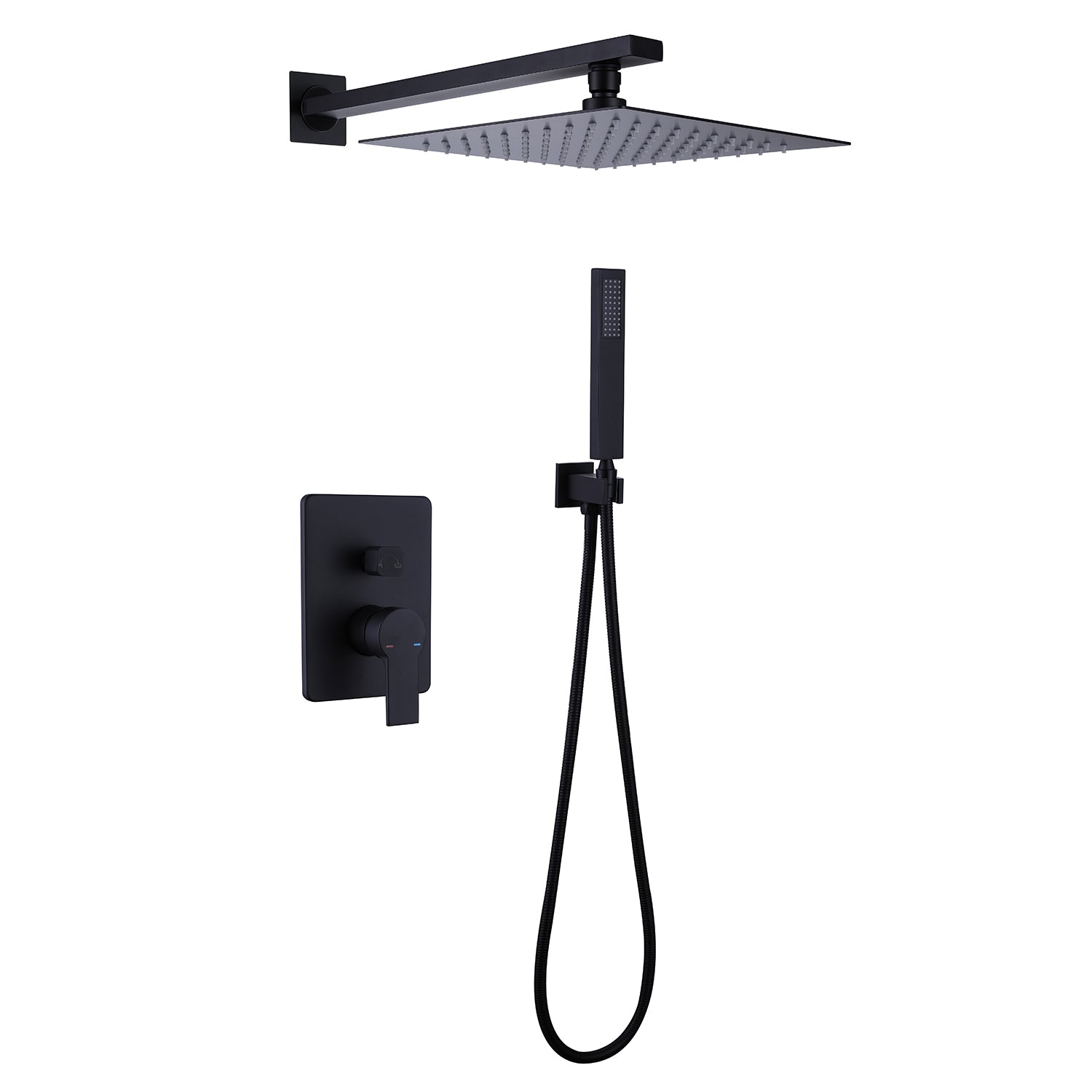 Boyel Living 10 in. Square Shower System Bathroom Shower Towers with Hand-Shower in Black-Boyel Living