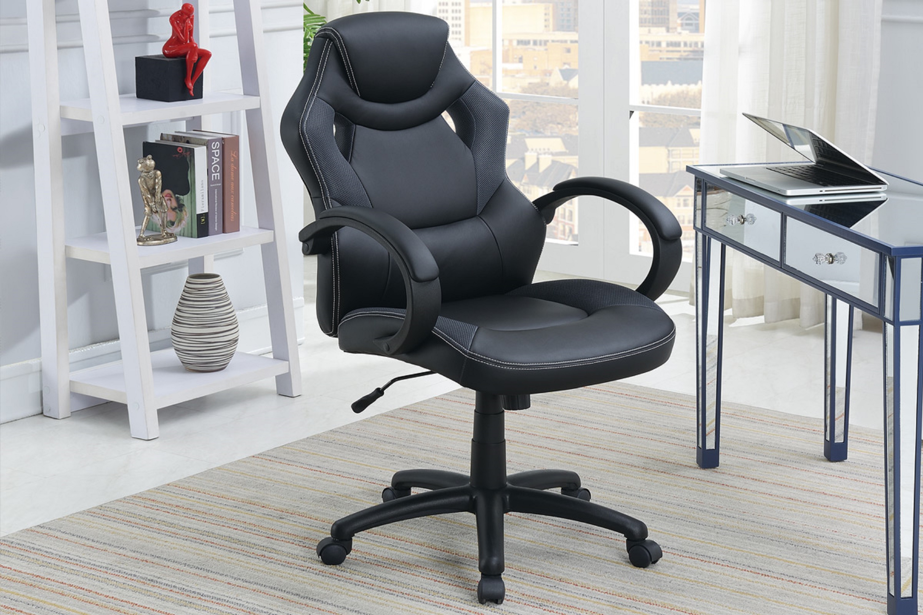 Office Chair Upholstered 1pc Cushioned Comfort Chair Relax Gaming Office Work Black Color-Boyel Living