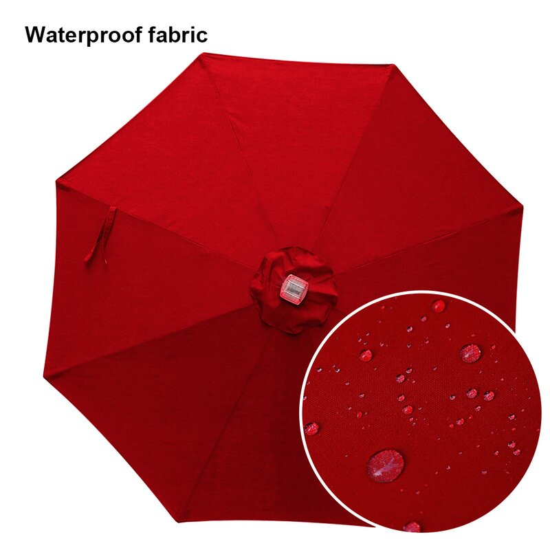 9Ft Patio 3-Way LED Lights Aluminum Brush Market Outdoor Umbrella-Boyel Living