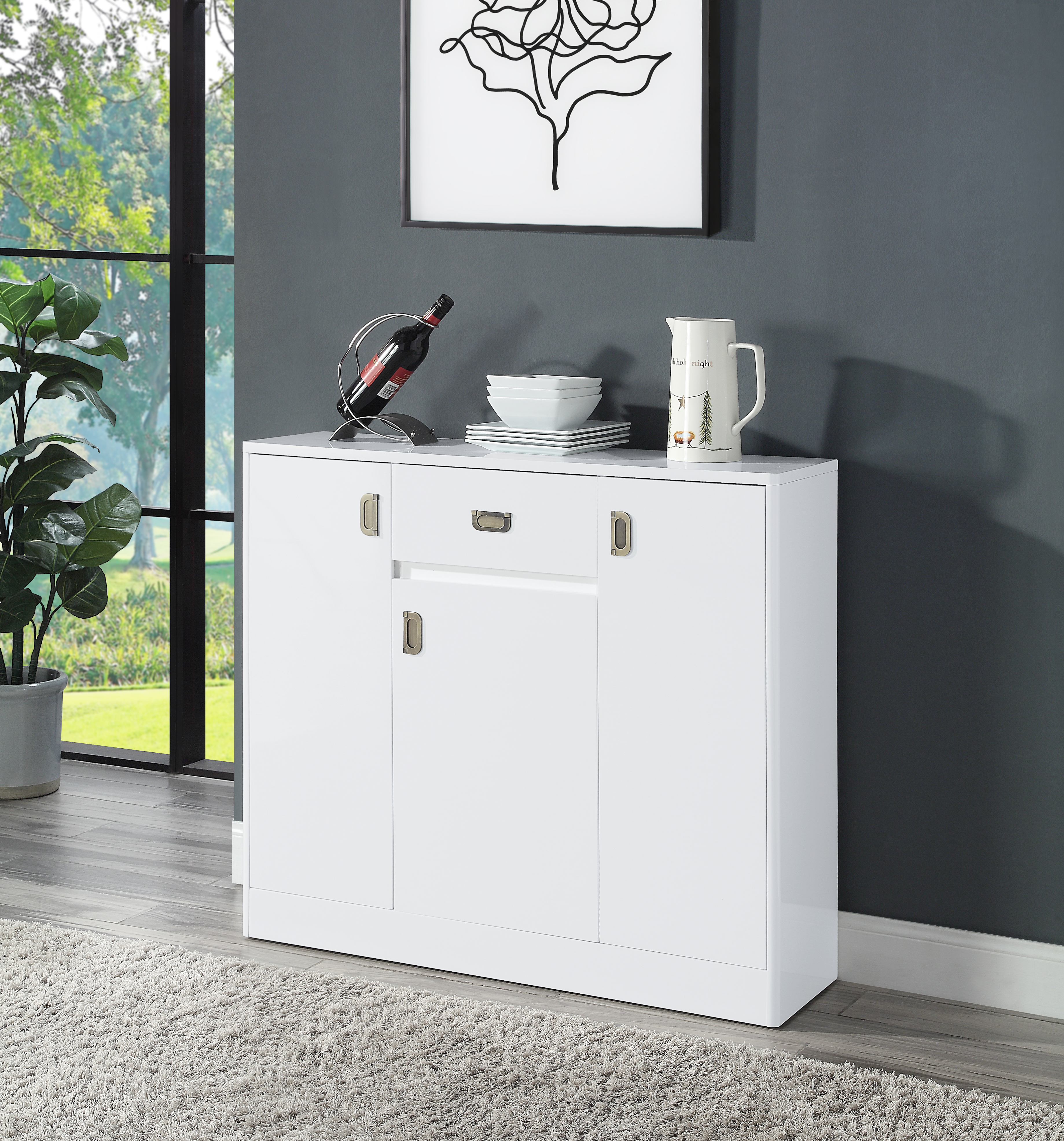 Boyel Living White Accent Storage Cabinet with 3-Drawer Chest, white-014