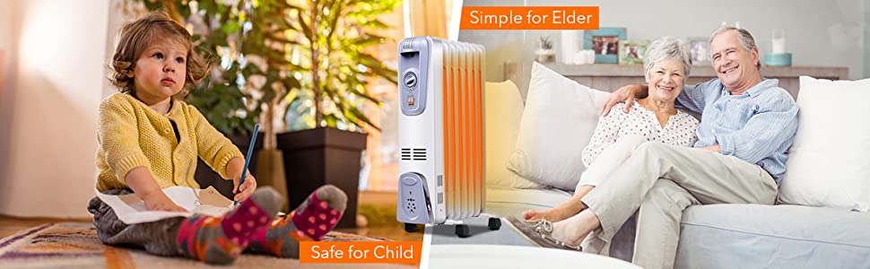 1500W Electric Oil Filled Radiator with 4 Bottom Wheels