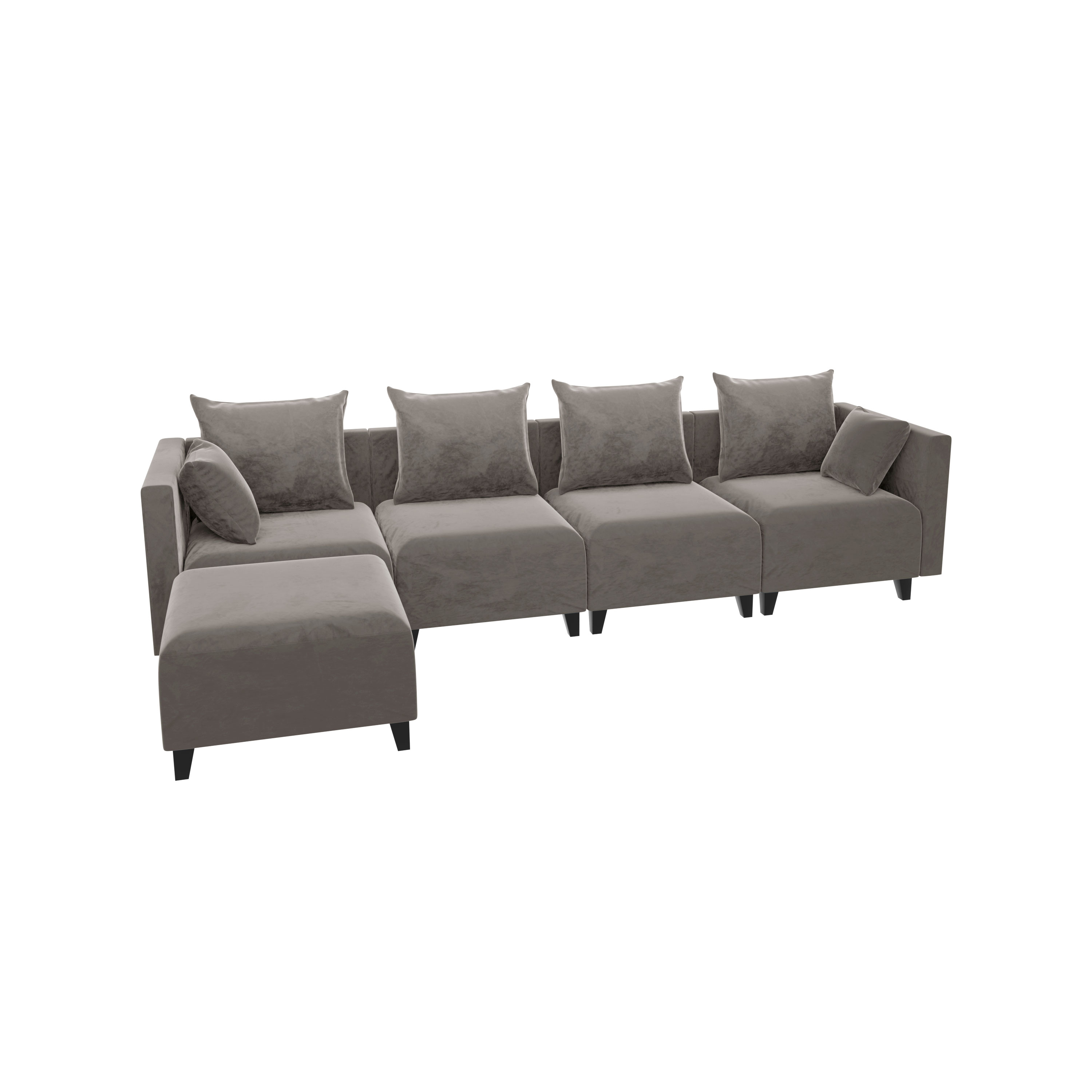 Sectional Sofa modular Couch L Shape with 6 Pillows for Living Room Camel